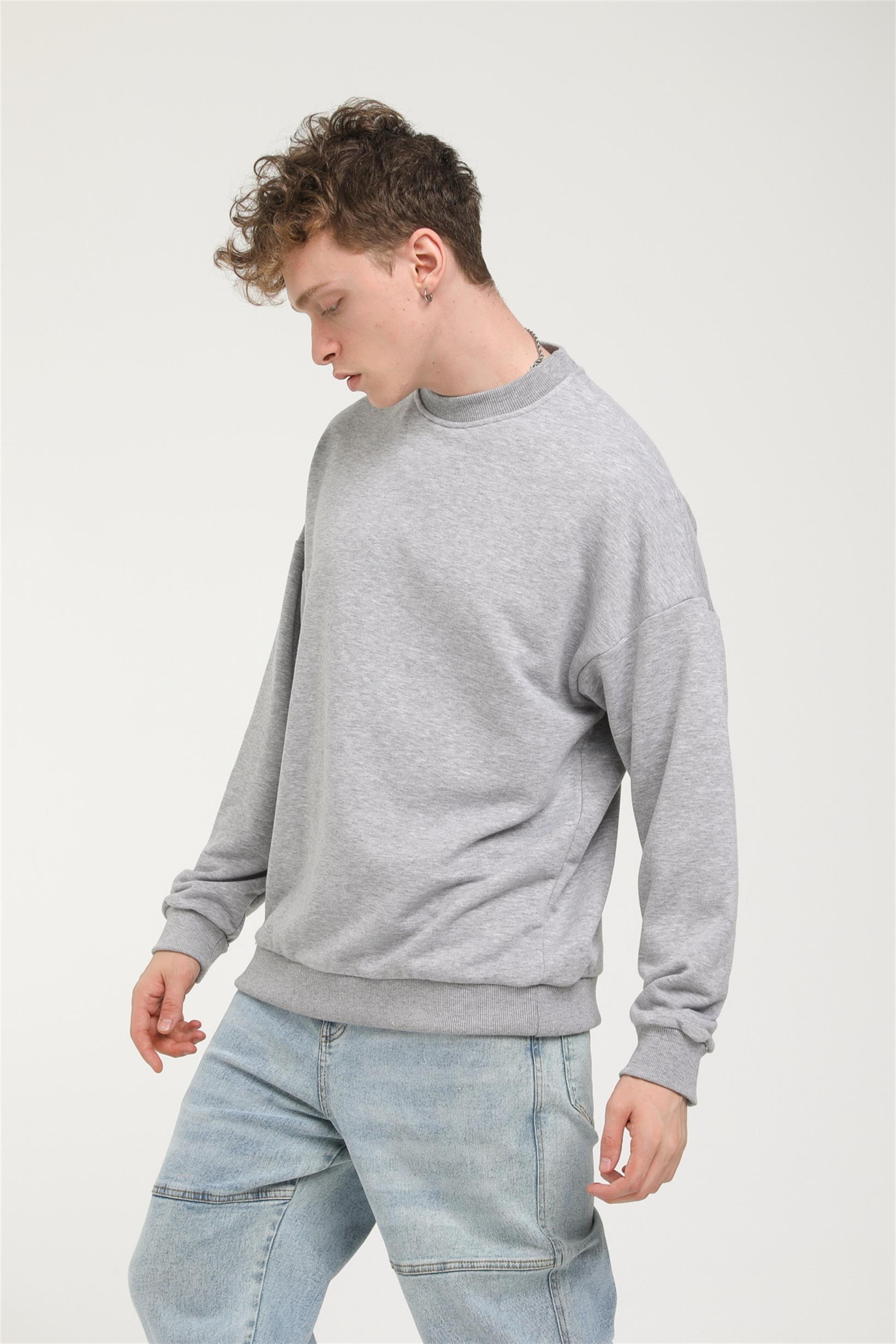 Oversize Basic Düz Sweat R-5466