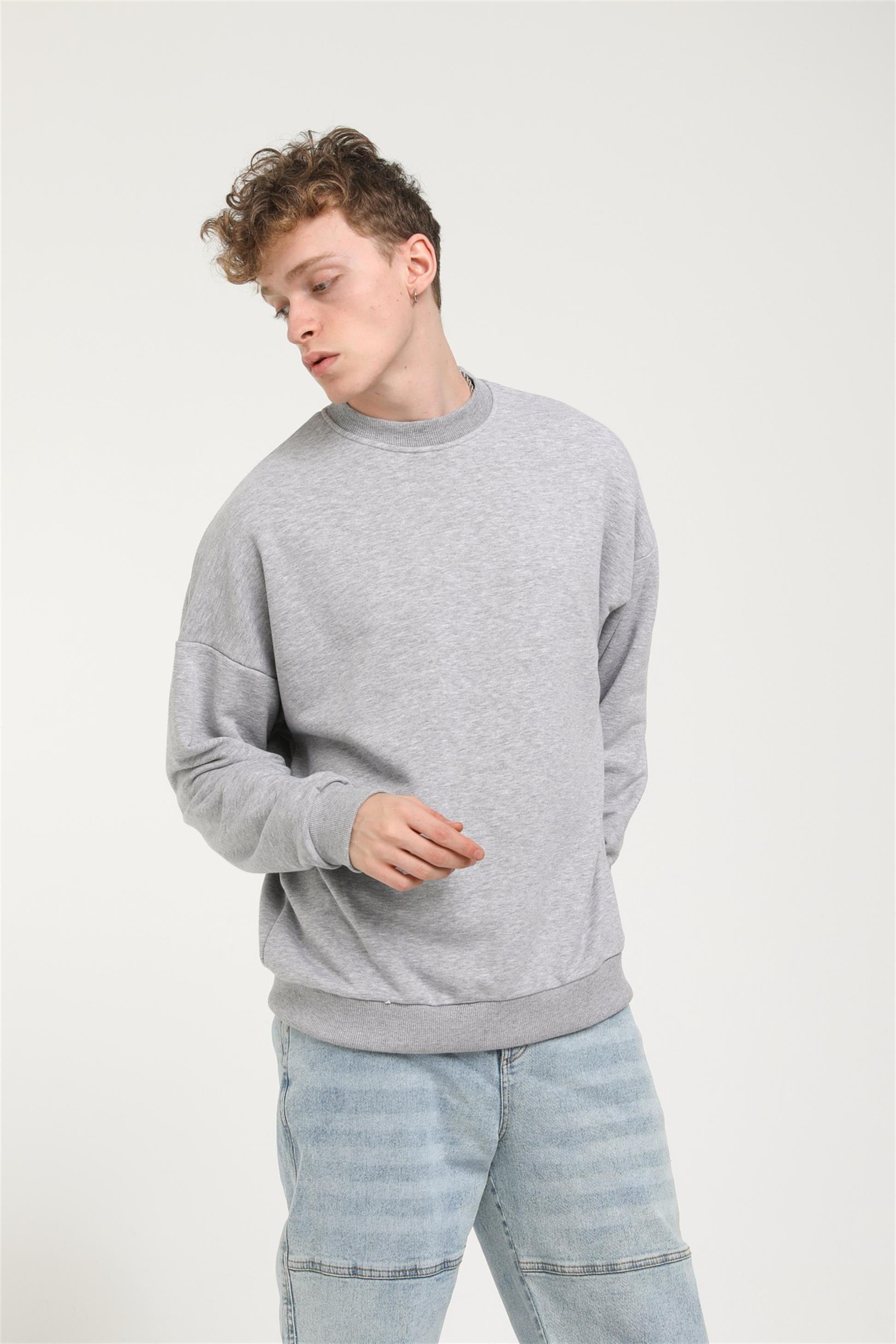 Oversize Basic Düz Sweat R-5466