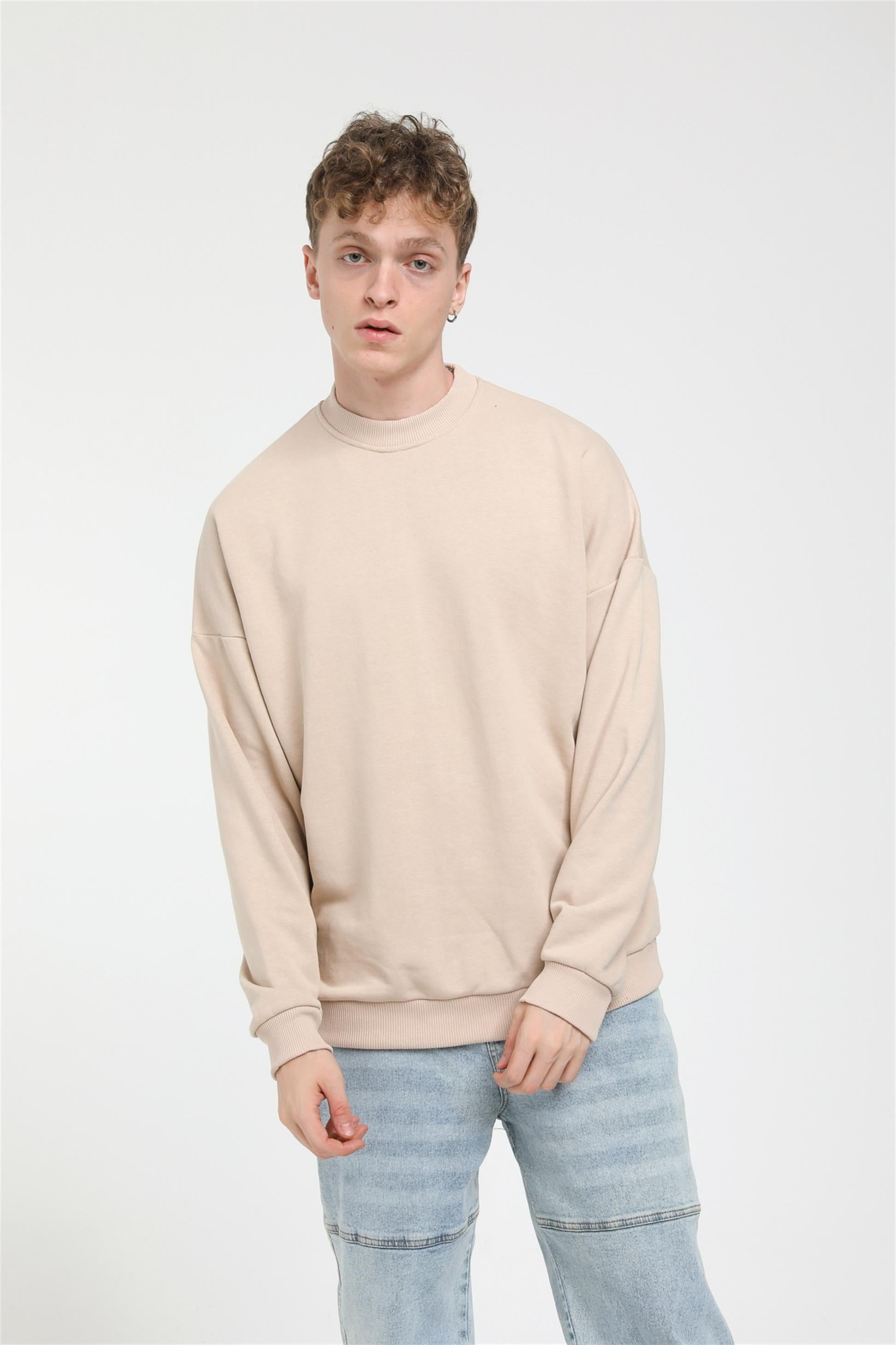 Oversize Basic Düz Sweat R-5466