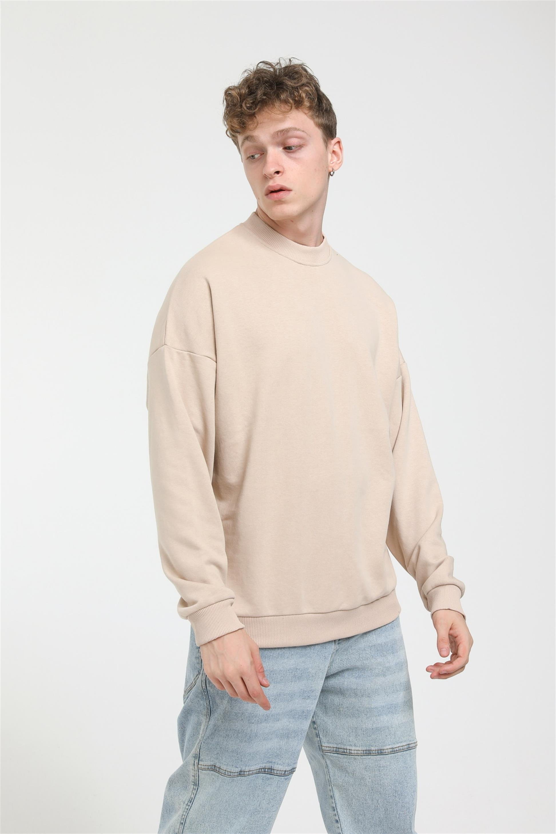 Oversize Basic Düz Sweat R-5466
