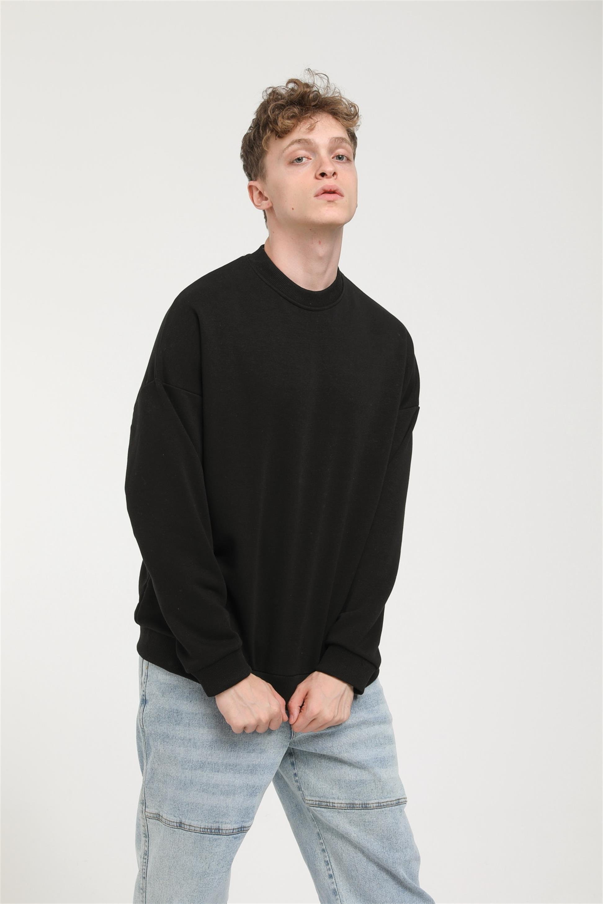 Oversize Basic Düz Sweat R-5466