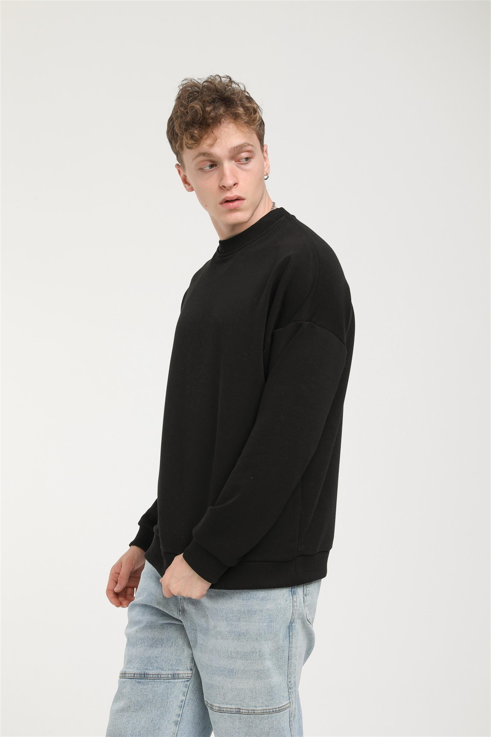 Oversize Basic Düz Sweat R-5466
