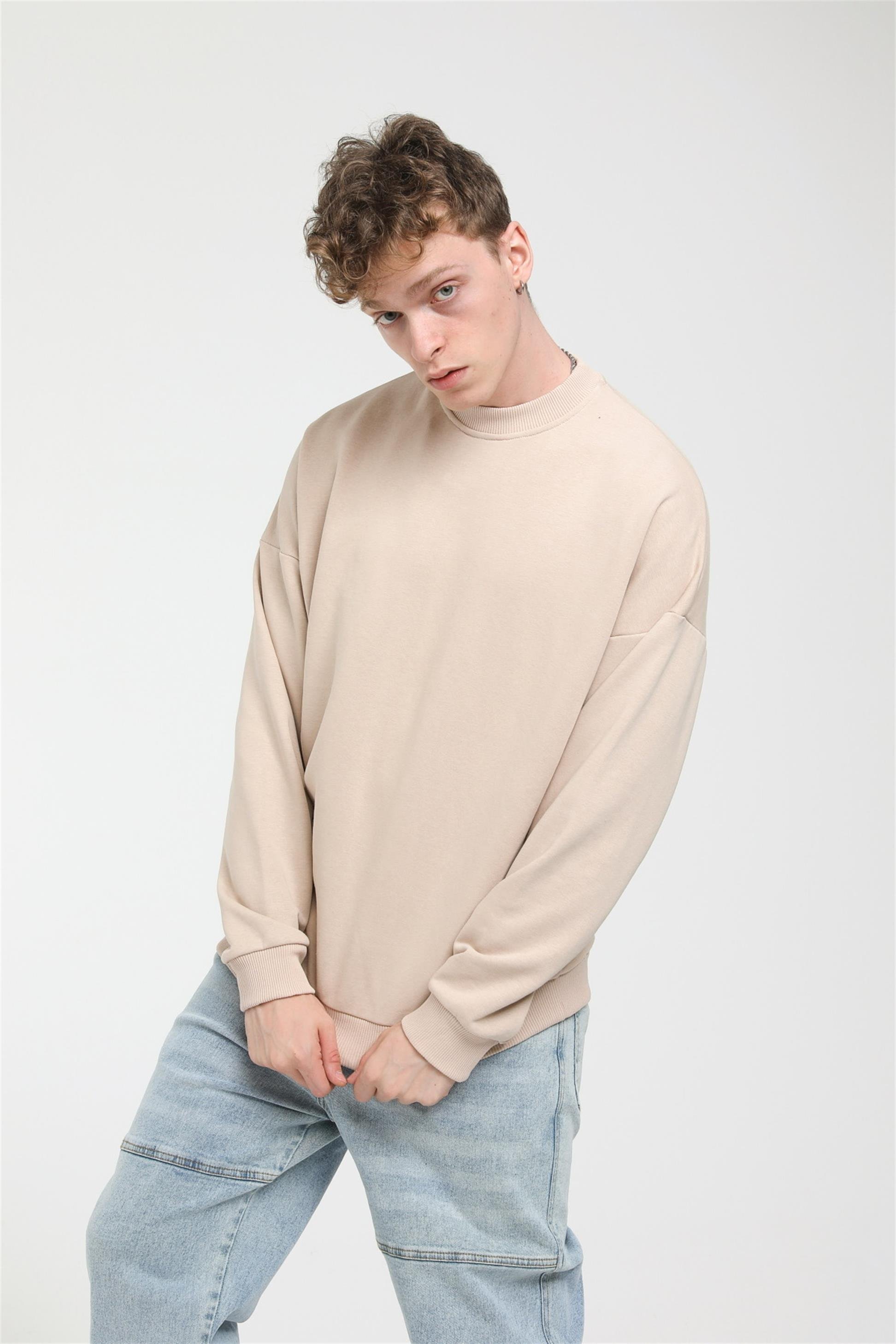 Oversize Basic Düz Sweat R-5466