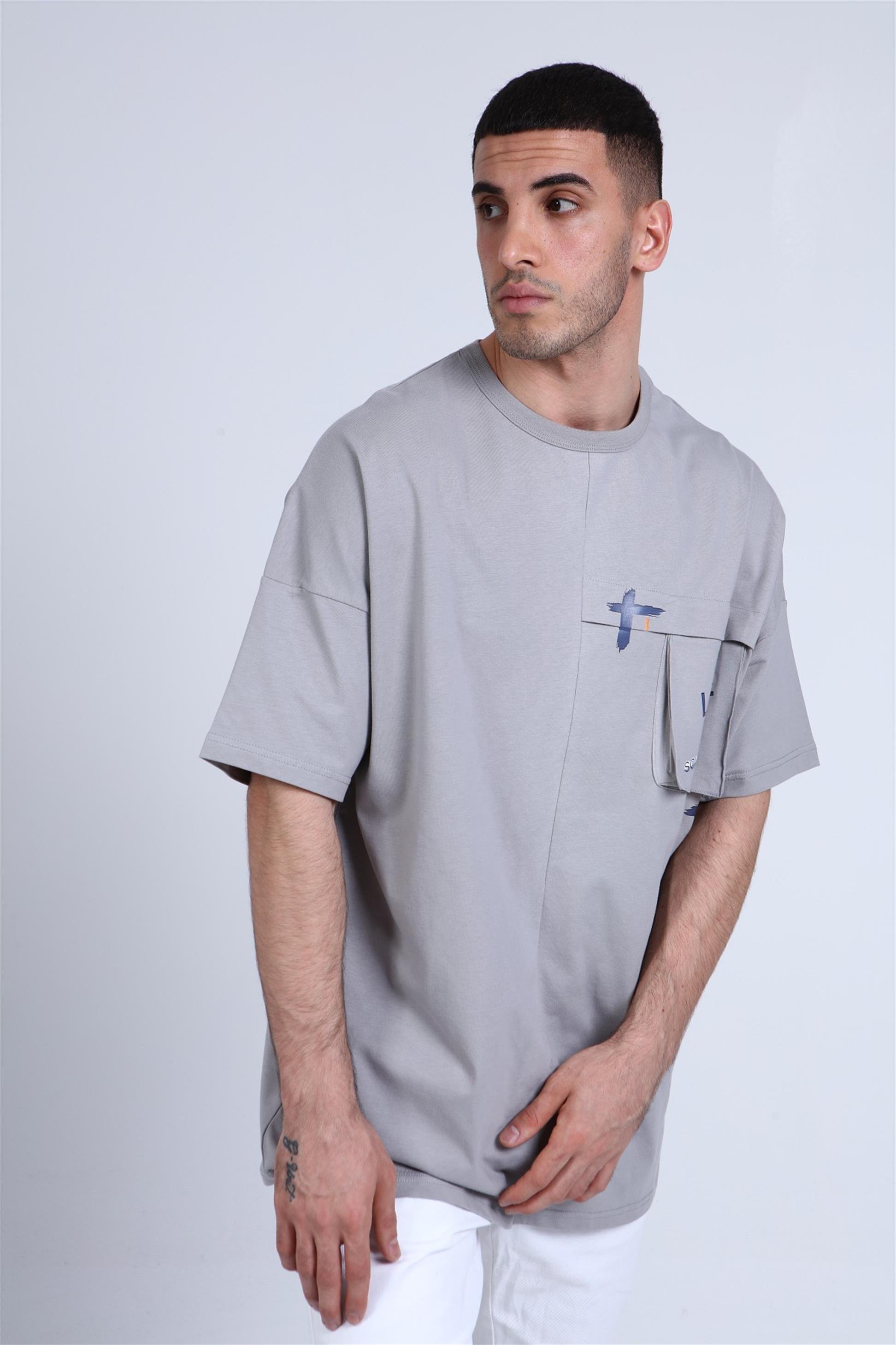 OVERSİZE BASKI DETAYLI T-SHİRT R-5254