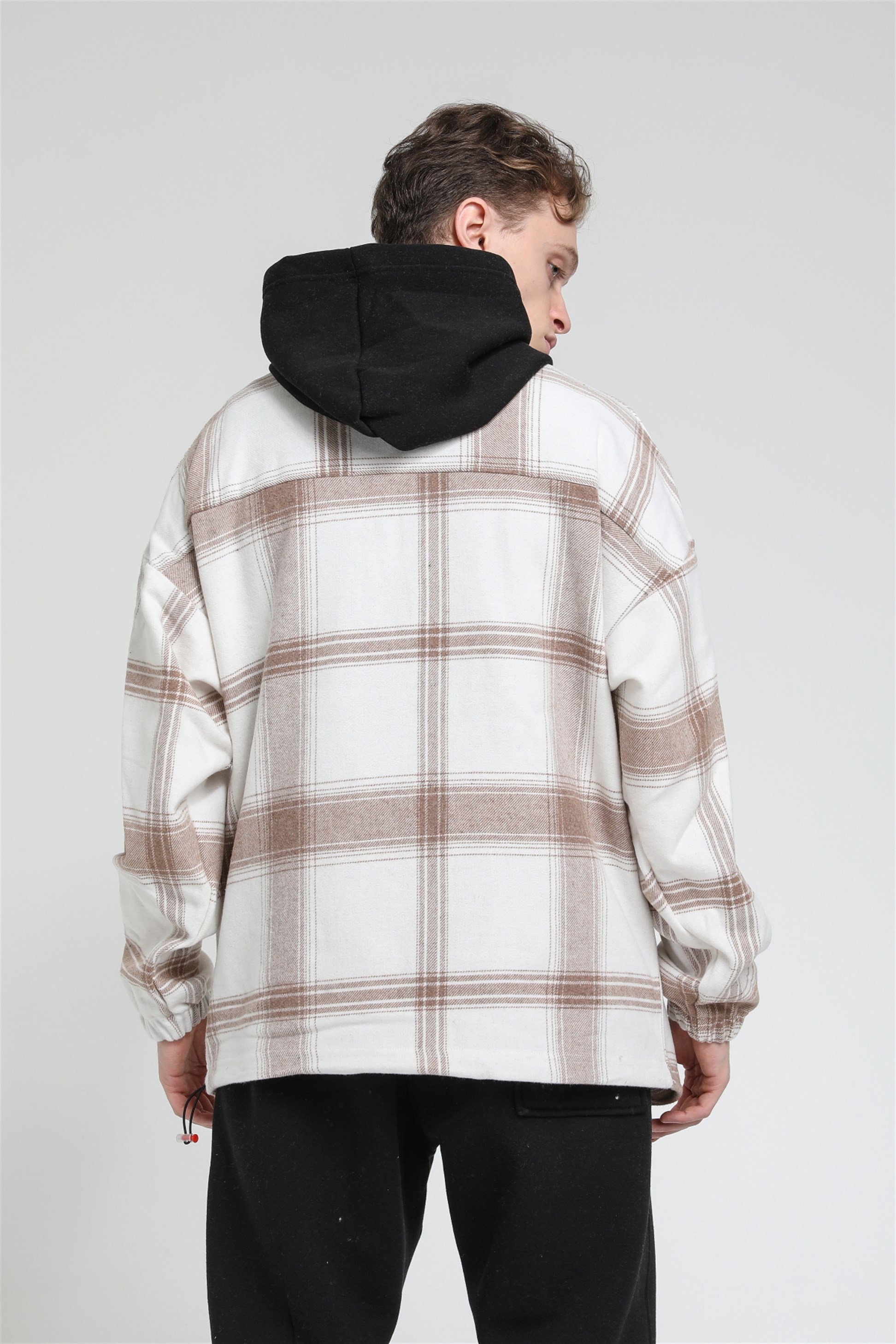 Oversize Ekose Bulls Chicago Kapüşonlu Sweatshirt R-5488