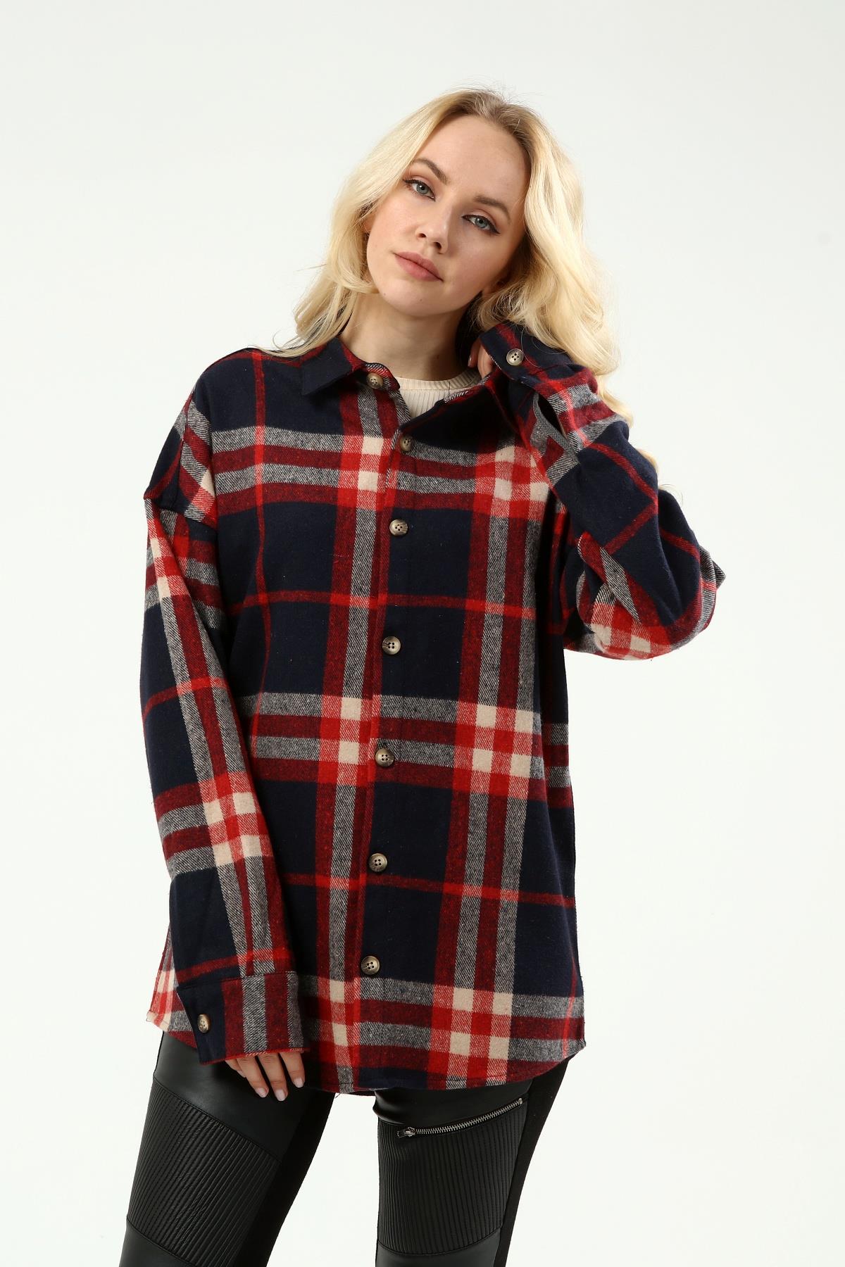 Oversize Kadın Oduncu Gömlek Q-3523