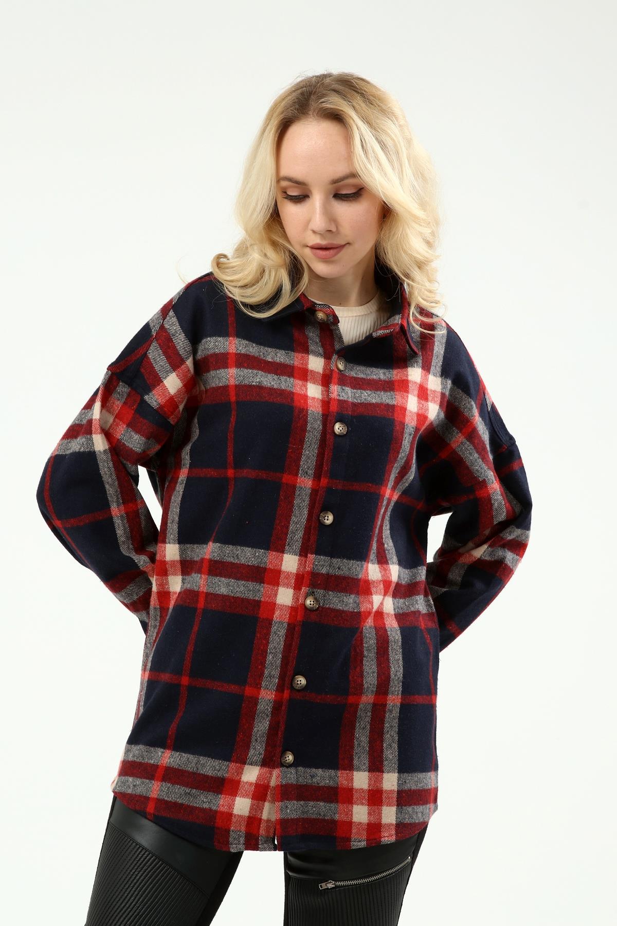 Oversize Kadın Oduncu Gömlek Q-3523