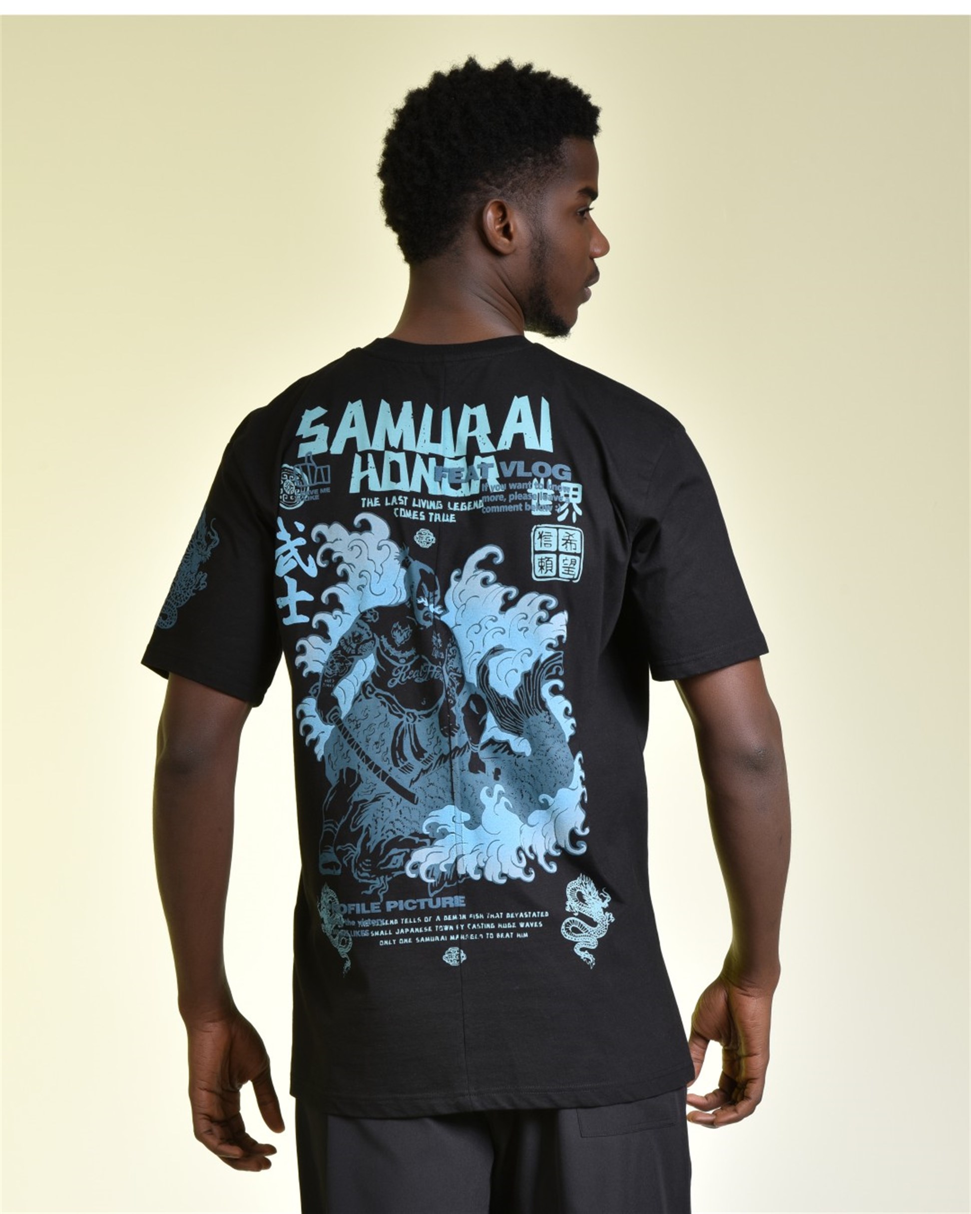 OVERSİZE SAMURAI HONOR BASKILI T-SHİRT R-5296
