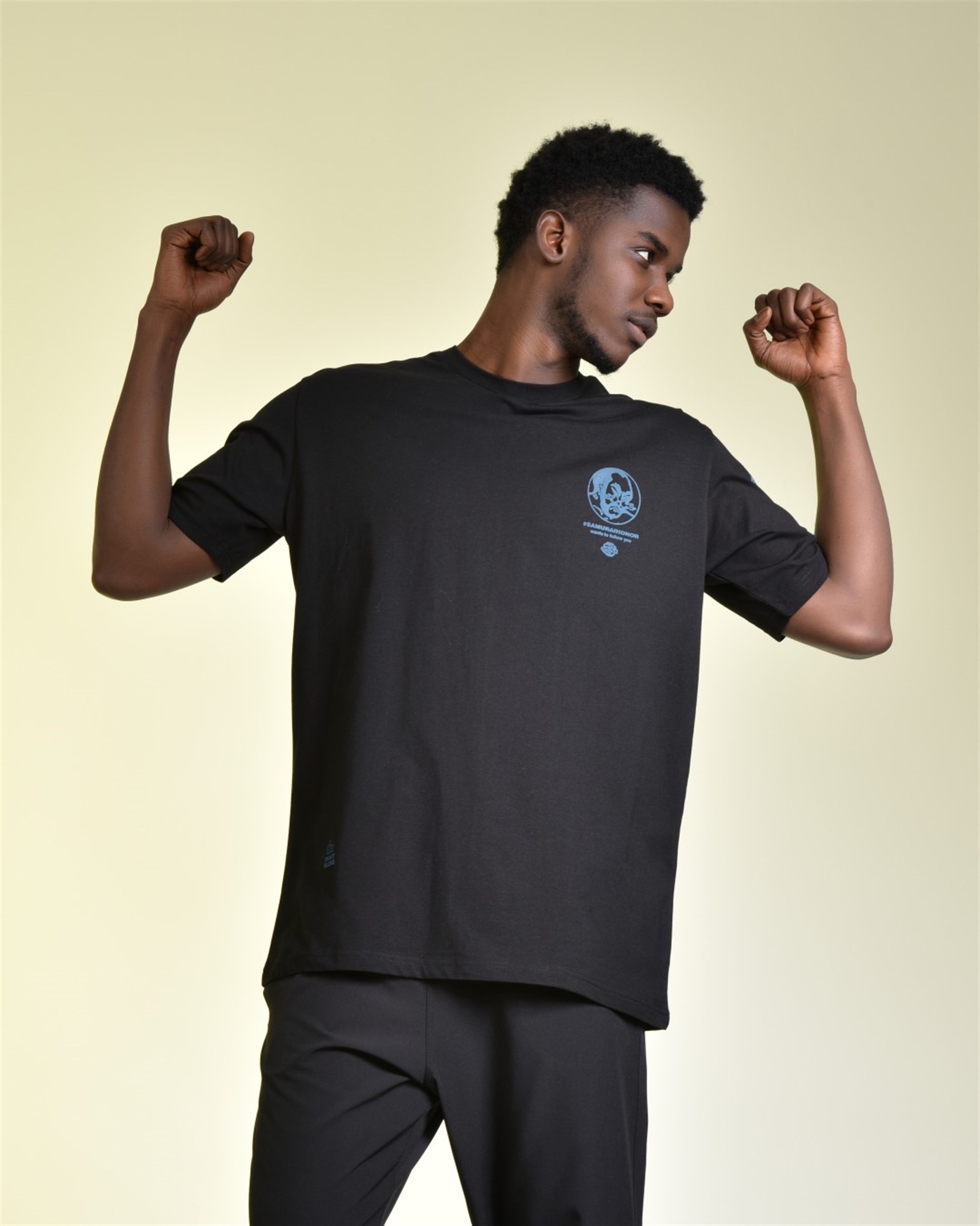 OVERSİZE SAMURAI HONOR BASKILI T-SHİRT R-5296