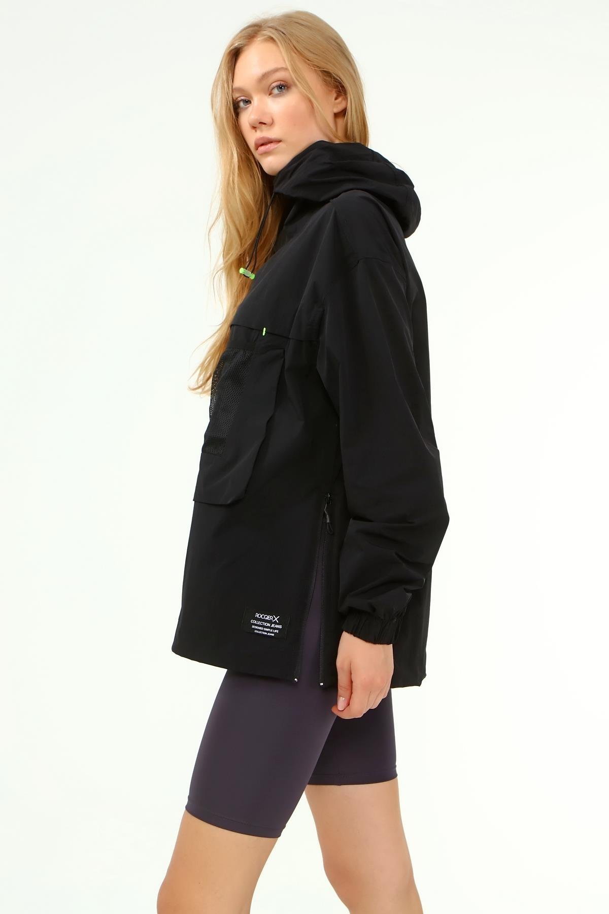 Q-2076 Yandan Fermuar Detaylı Önü File Cep Detaylı Yağmurluk & Rüzgarlık