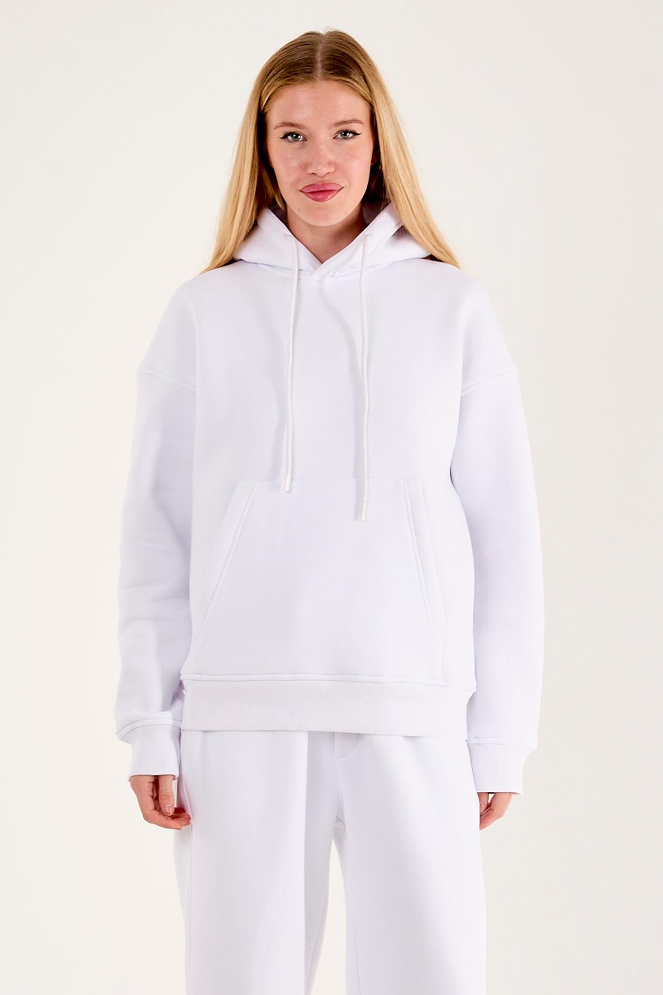 Q-4008 Kapüşonlu Üç İp Şardonlu Sweat