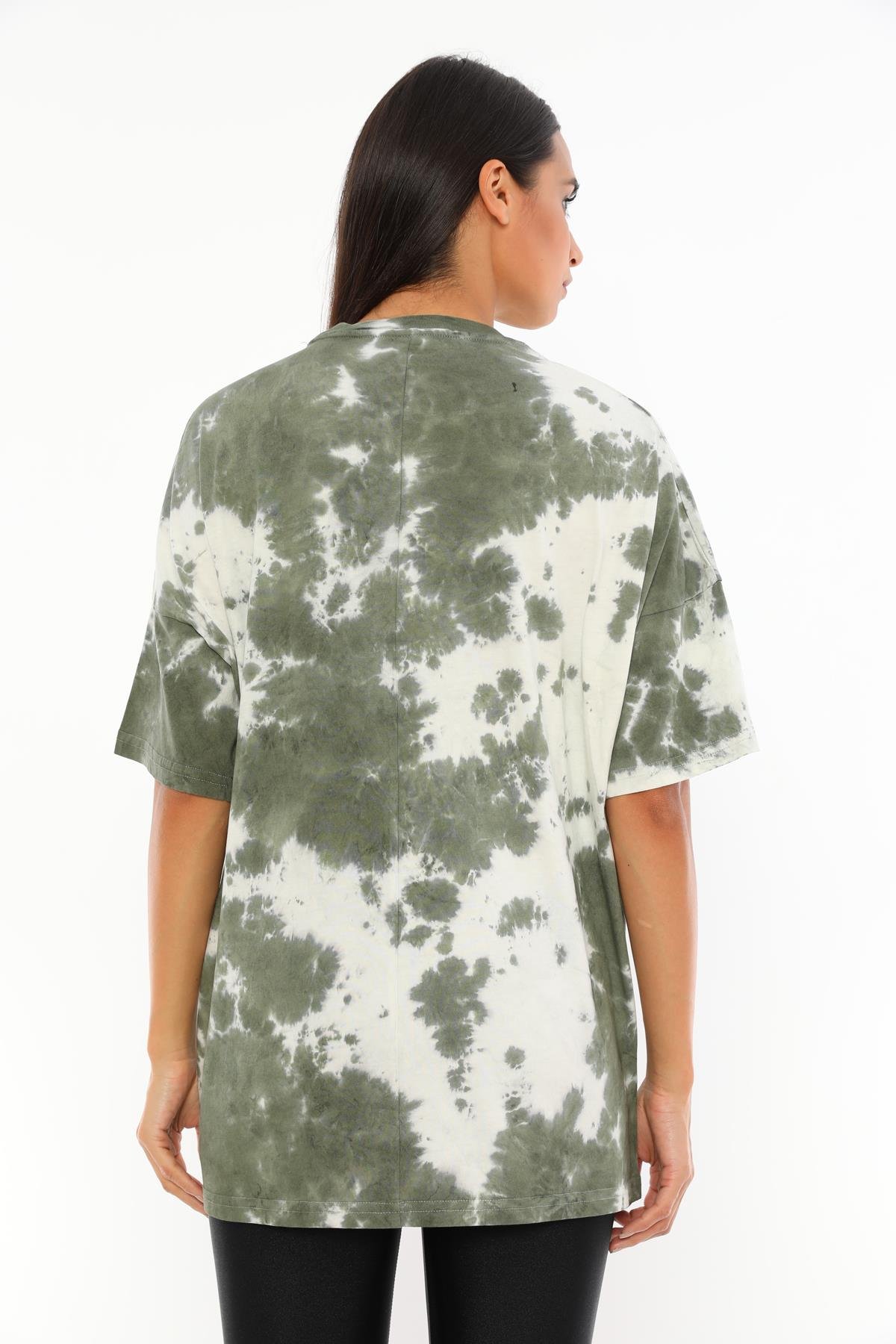 Q-5209 Graphic Yazı  Baskılı Oversize Batik T-shirt