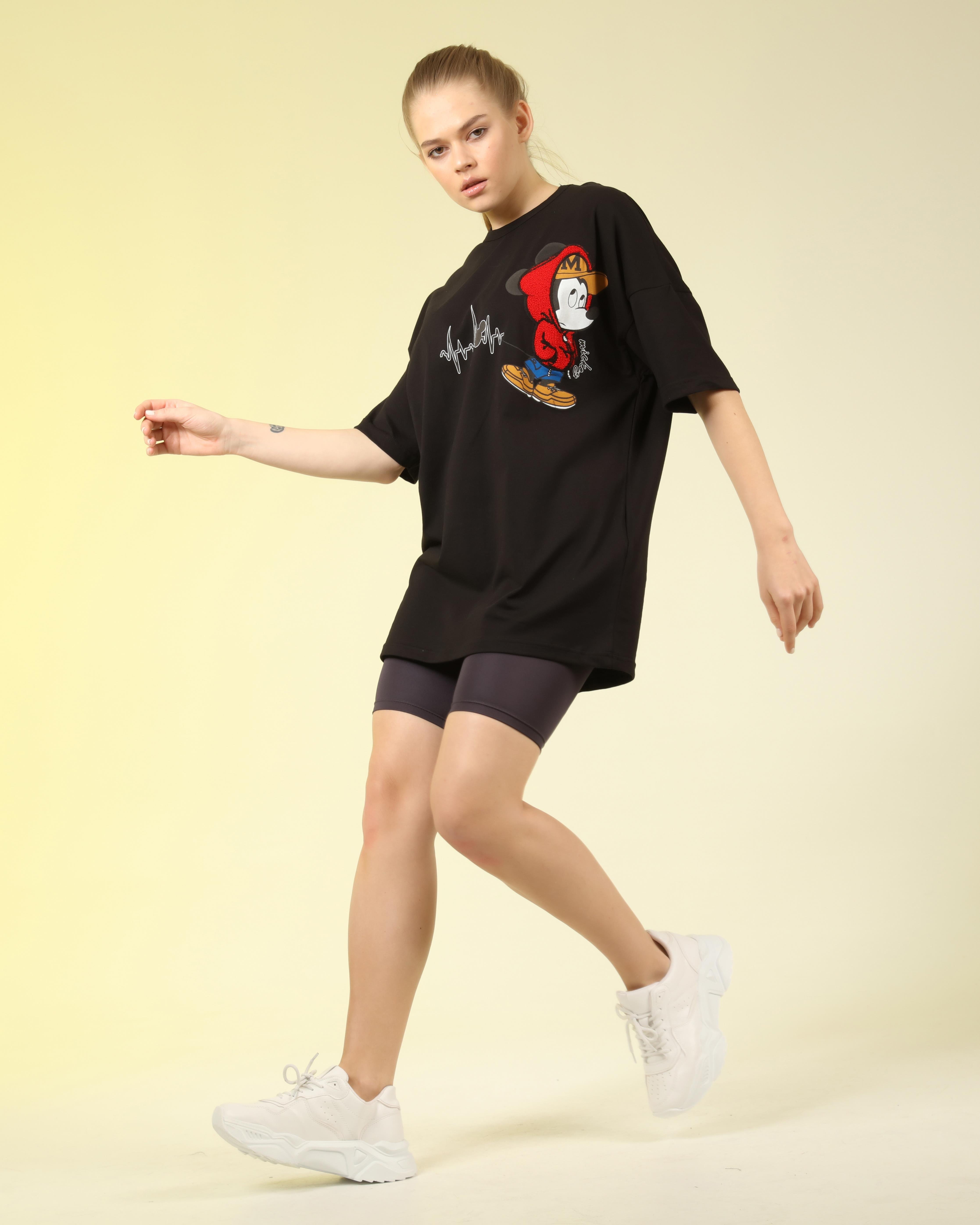 Q-5231 Mickey Mouse Baskı Detaylı T-shirt