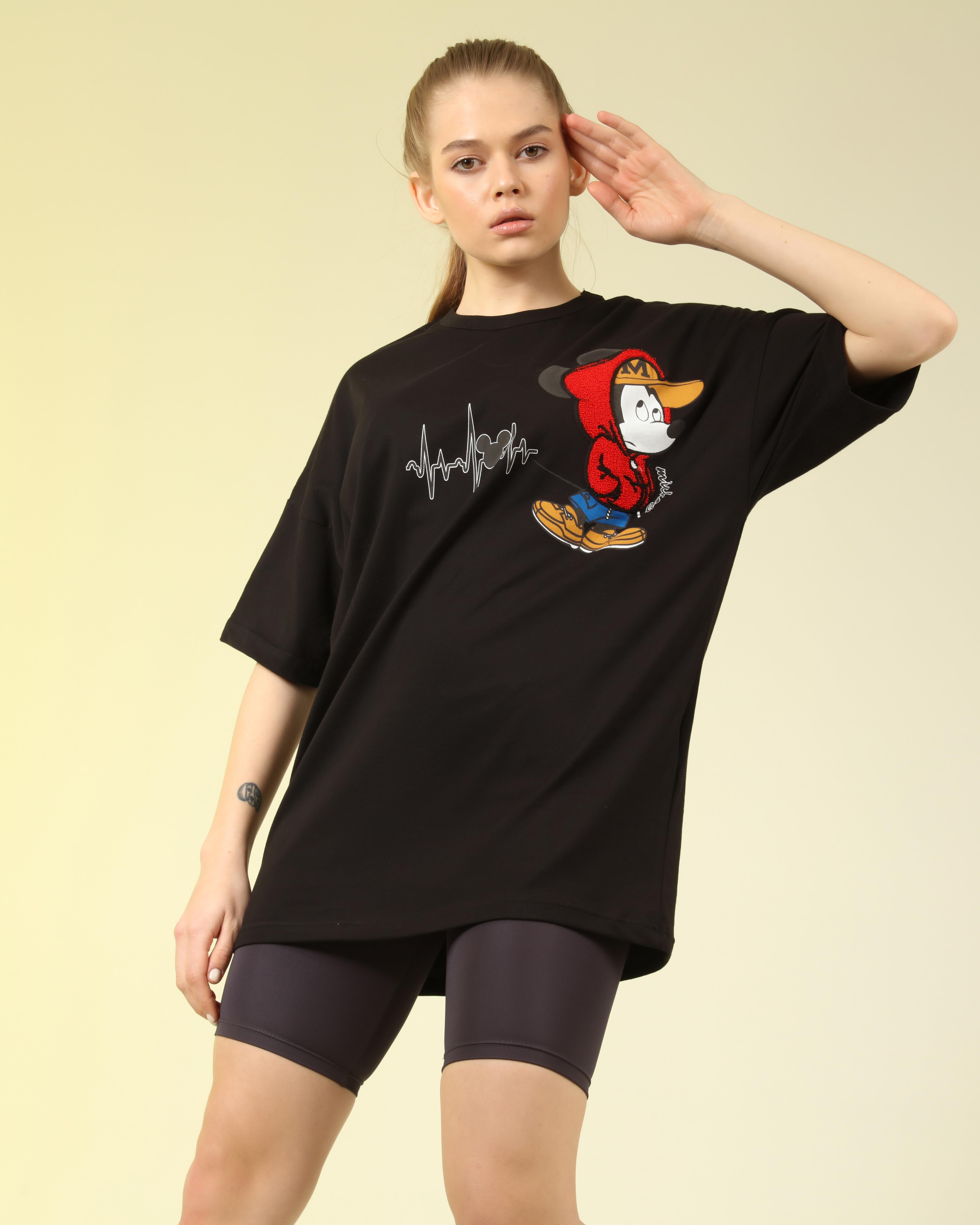 Q-5231 Mickey Mouse Baskı Detaylı T-shirt