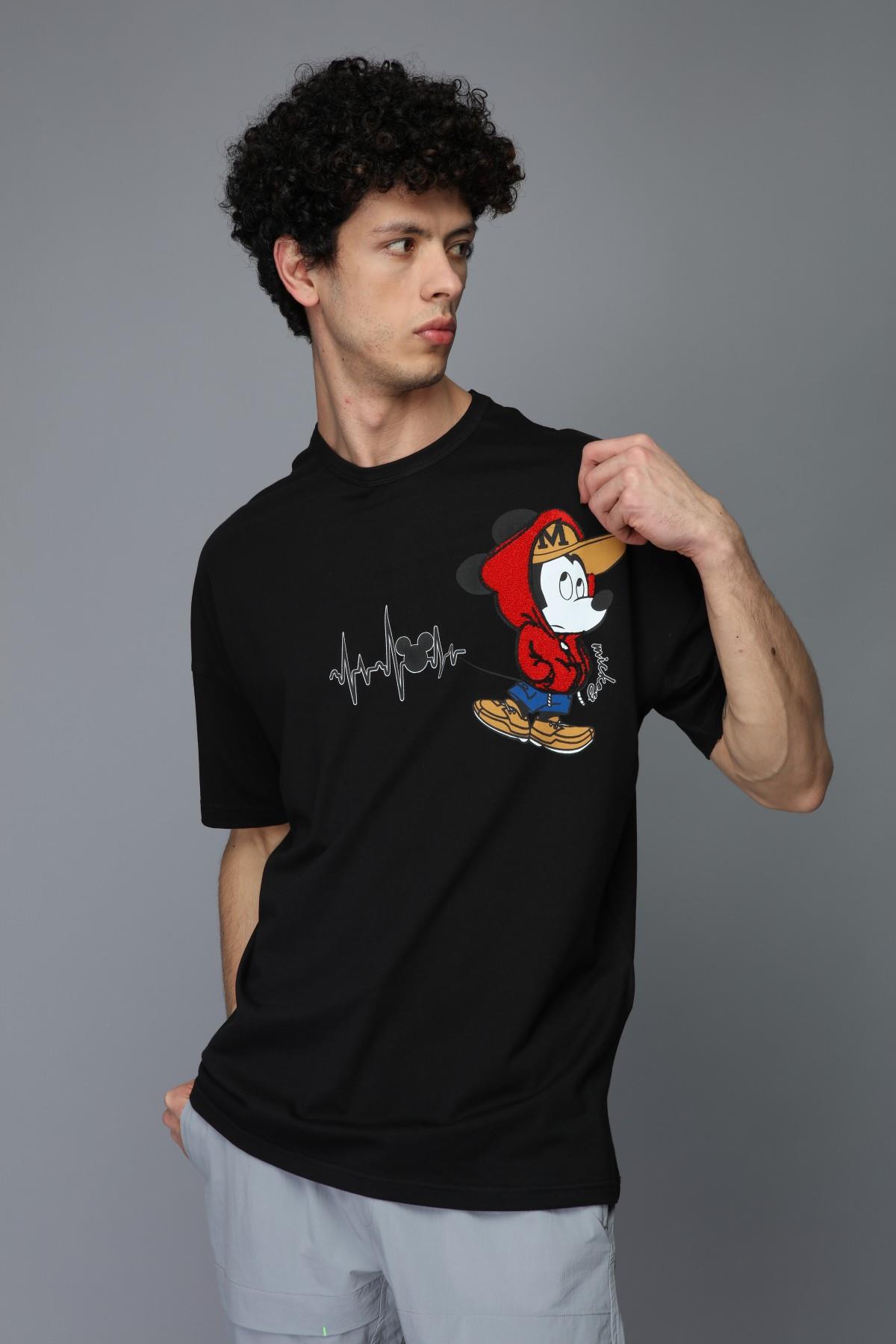 Q-5231 Mickey Mouse Baskı Detaylı T-shirt