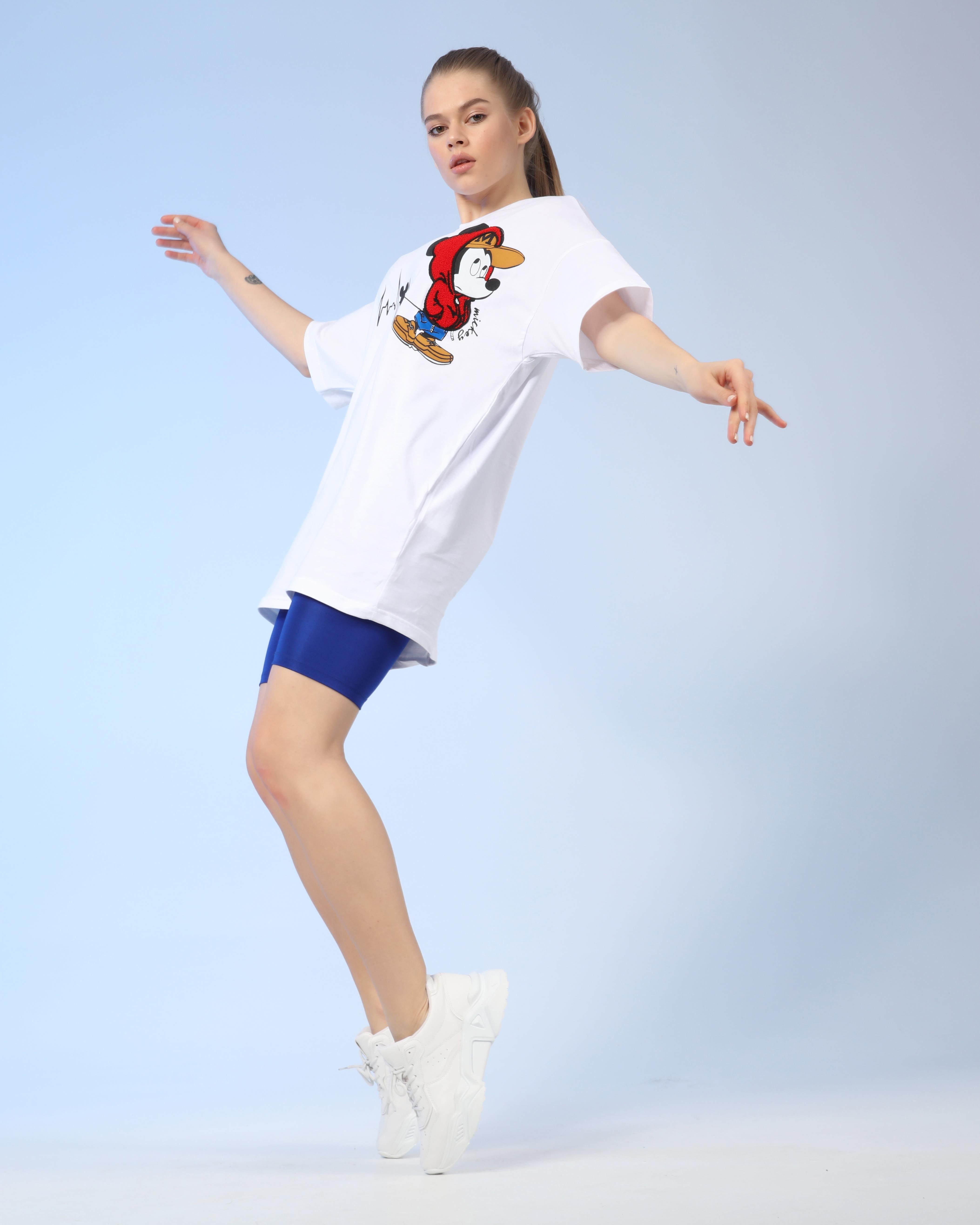 Q-5231 Mickey Mouse Baskı Detaylı T-shirt