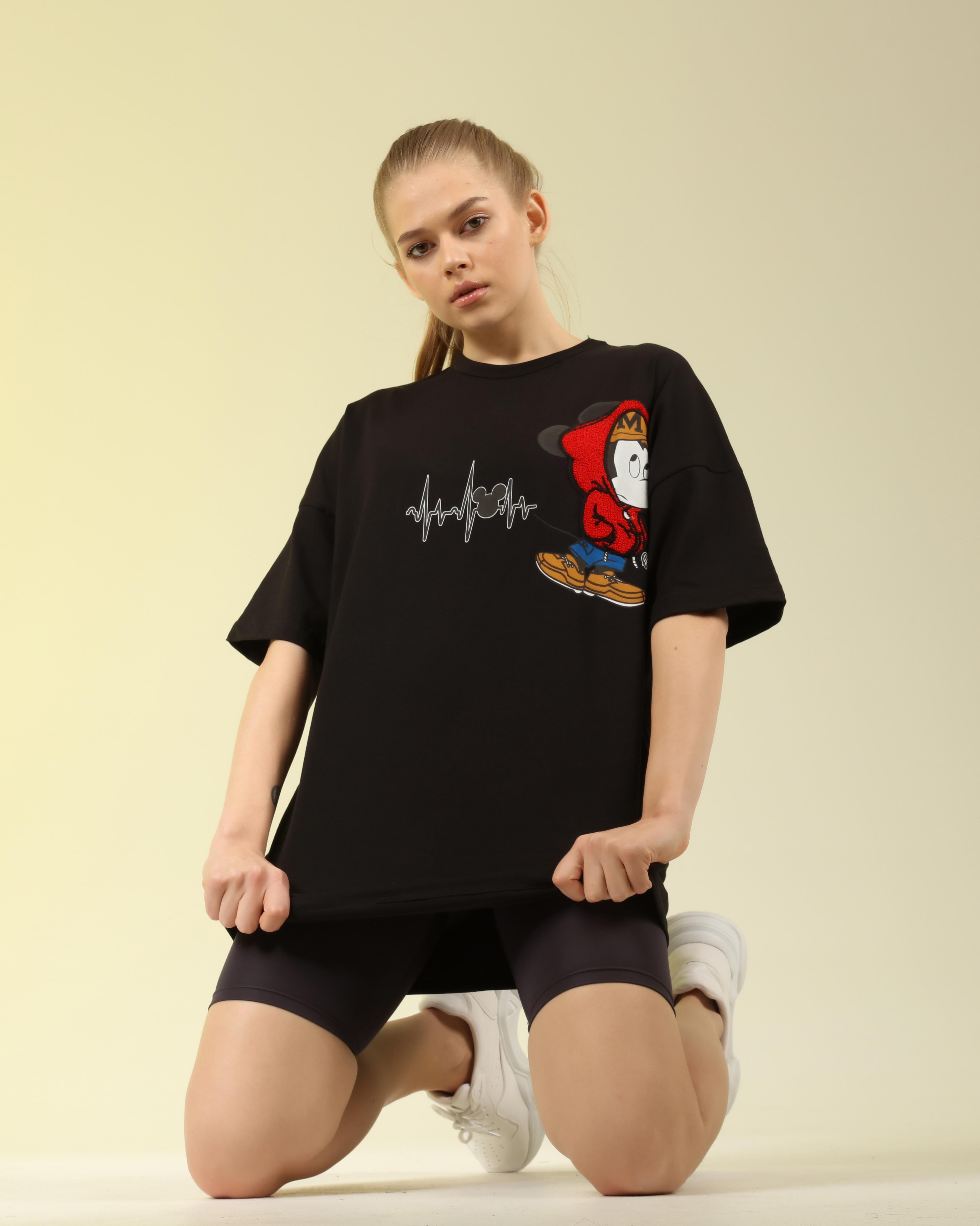 Q-5231 Mickey Mouse Baskı Detaylı T-shirt