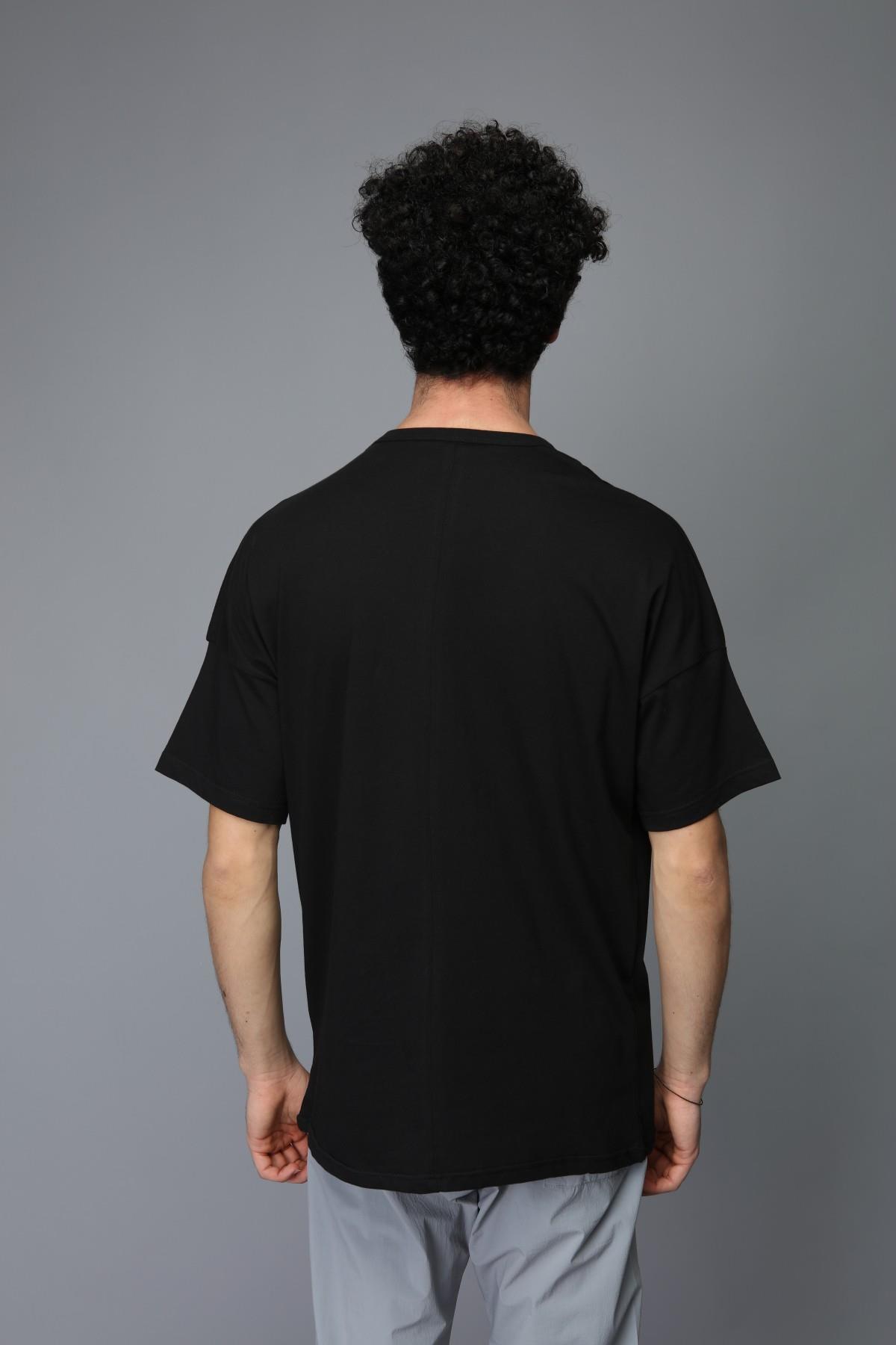 Q-5236 Cep Üstü Reflektör Baskı Detaylı Oversize T-shirt
