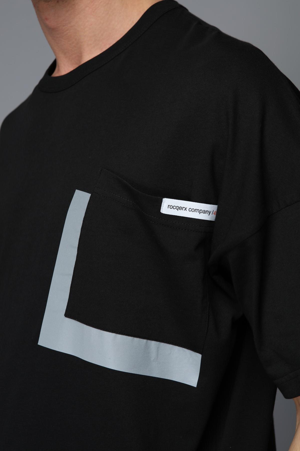 Q-5258 Cep Yanı Ve Cep Altı Reflektör Baskı Detaylı Oversize T-shirt
