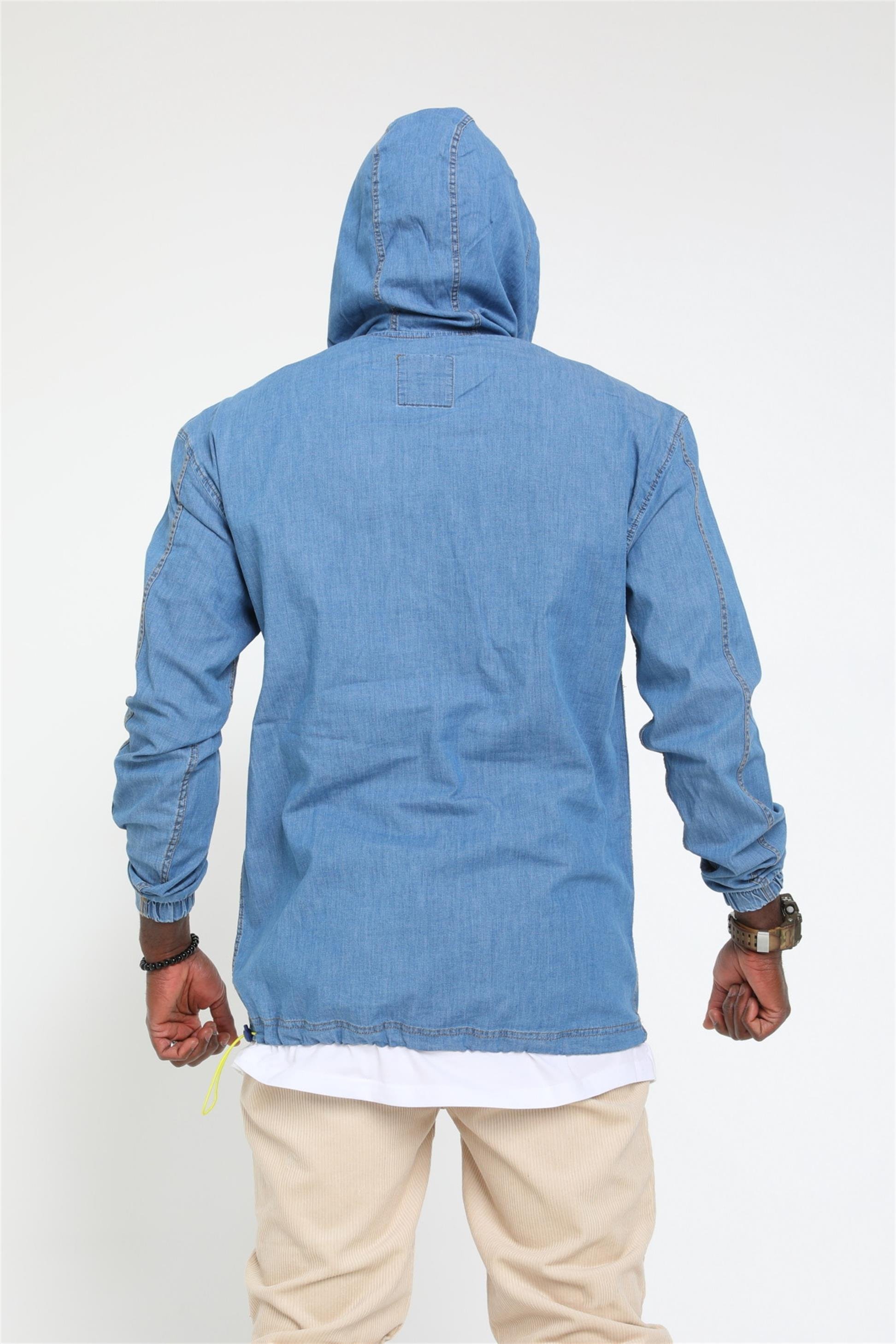 R-1751 KAPÜŞONLU KANGURU CEPLİ  KOT SWEAT