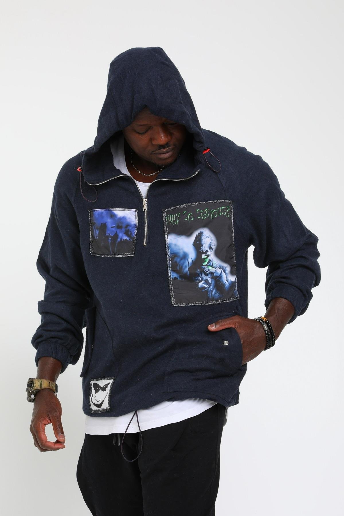 R- 1921 ÖNÜ ARKASI PEÇLİ KAPÜŞONLU KAŞE SWEAT