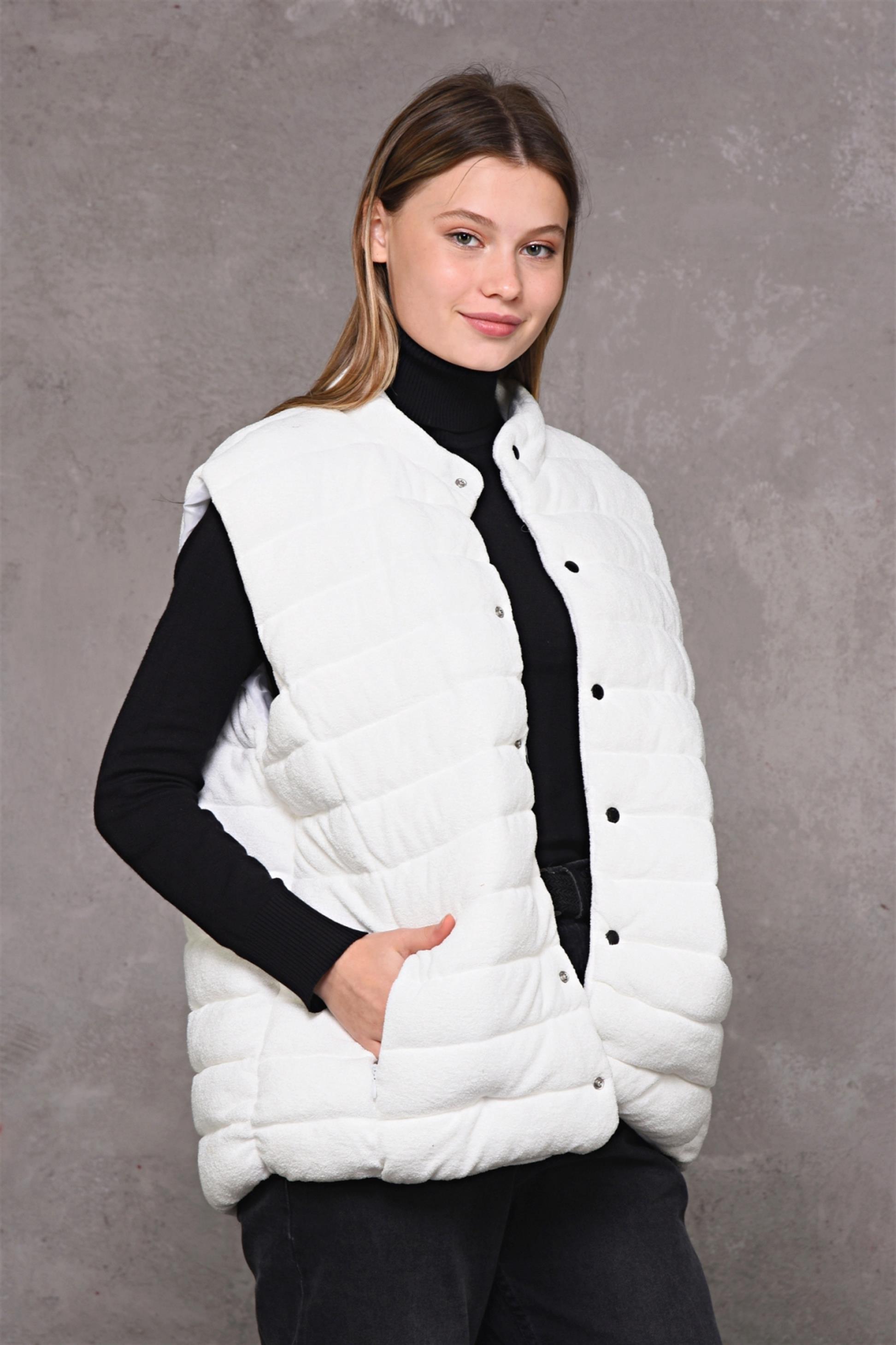 R-2269 Önü Çıtçıtlı Havlu Yelek