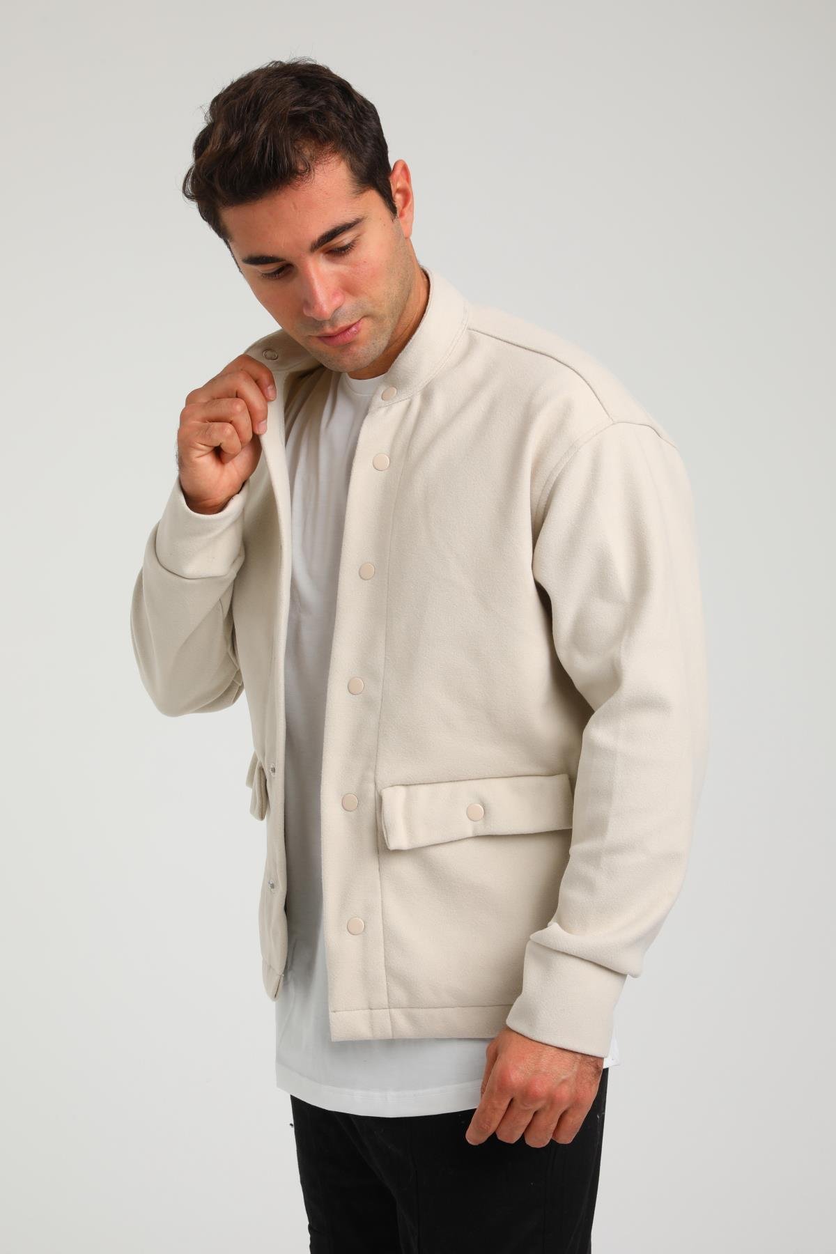 R-2373 Çift Cepli Çıt Çıtlı Kaşe Ceket