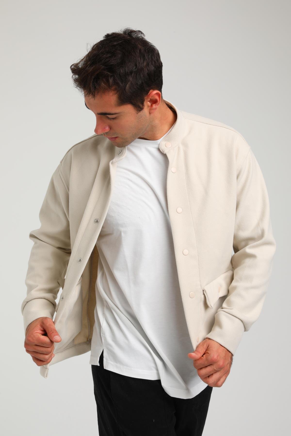 R-2373 Çift Cepli Çıt Çıtlı Kaşe Ceket