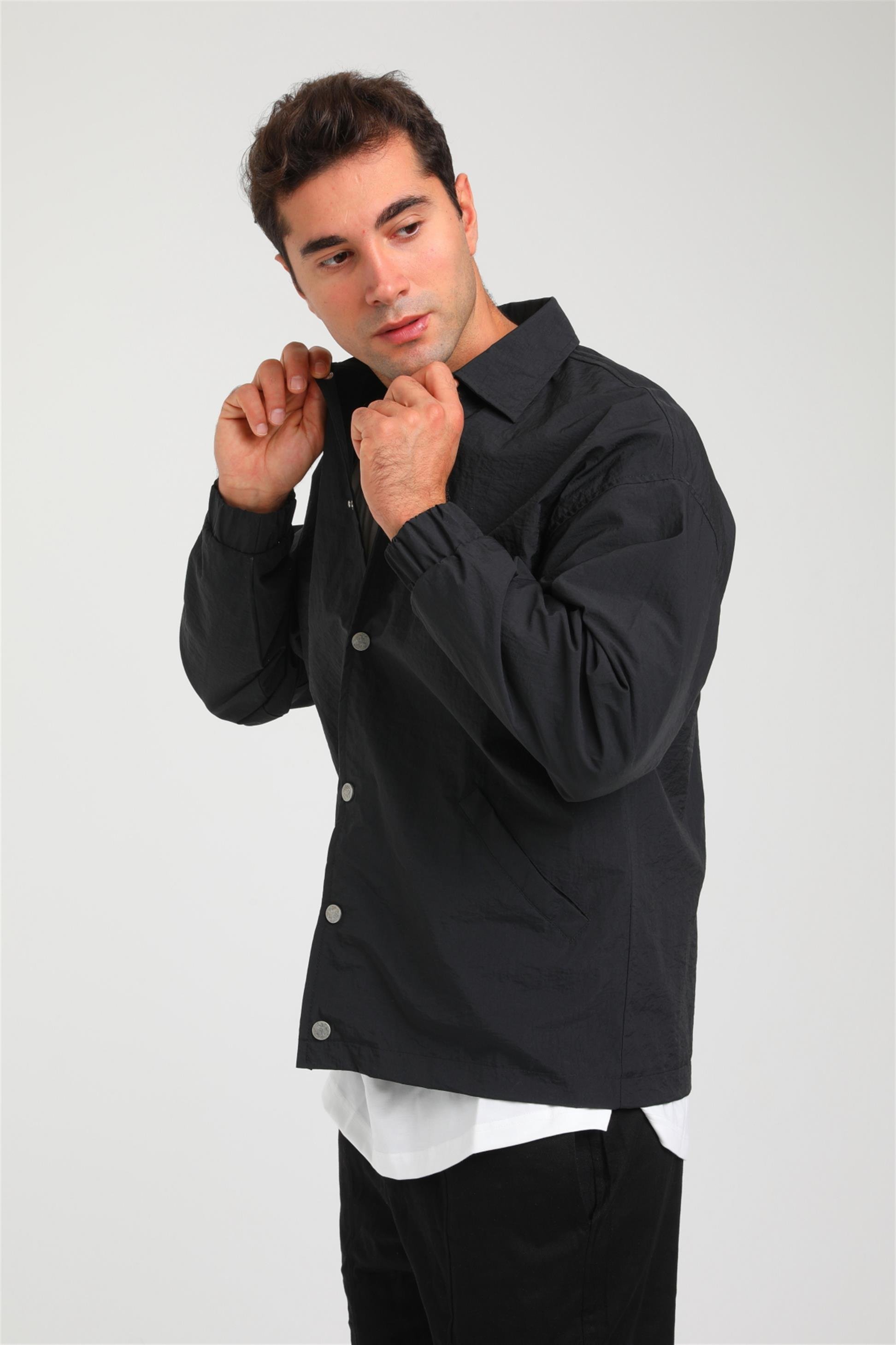 R-2375 Astarlı Çıtçıtlı Kol Ucu Lastikli Ceket