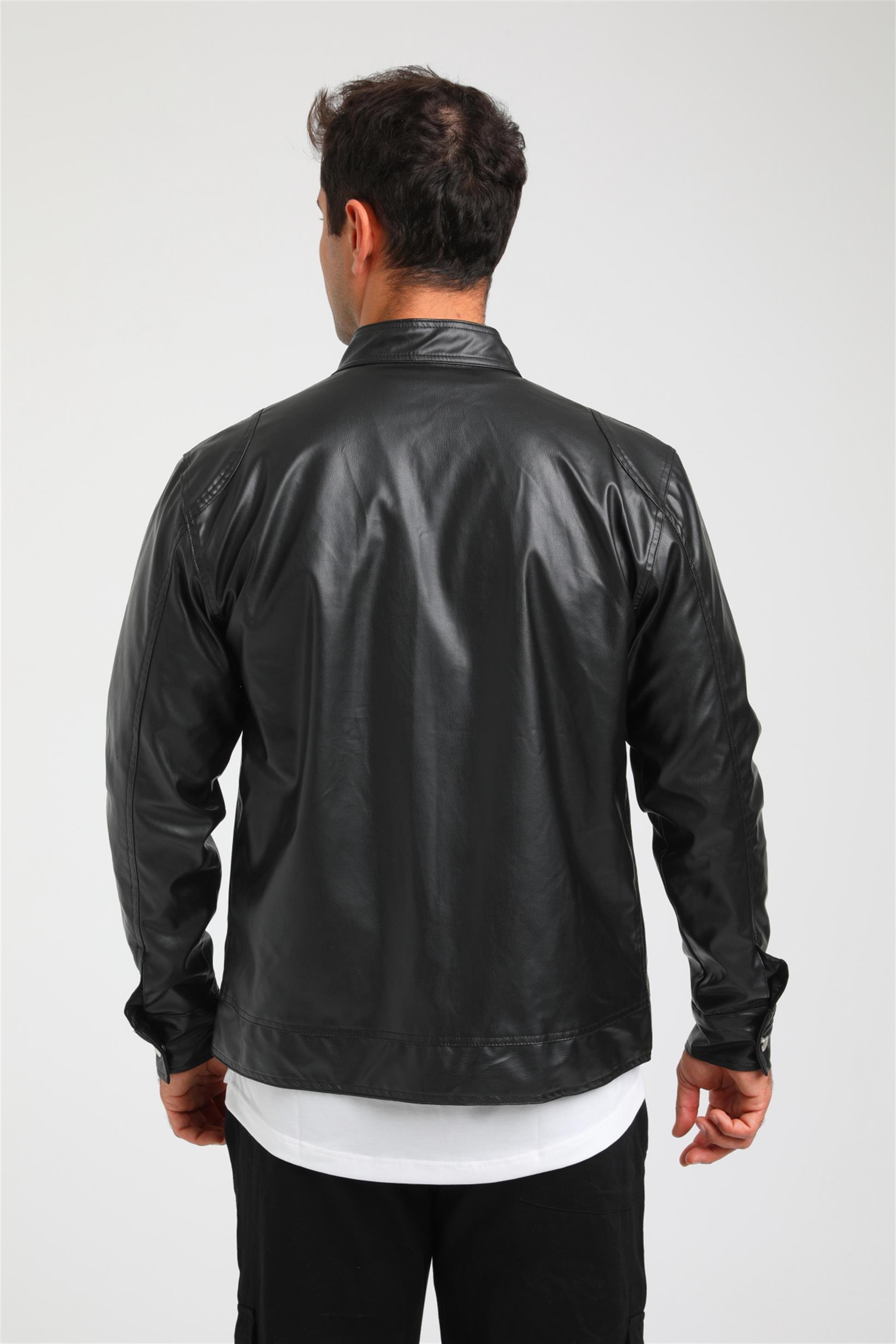 R-2376 Fermuar Detaylı Astarlı Deri Mont