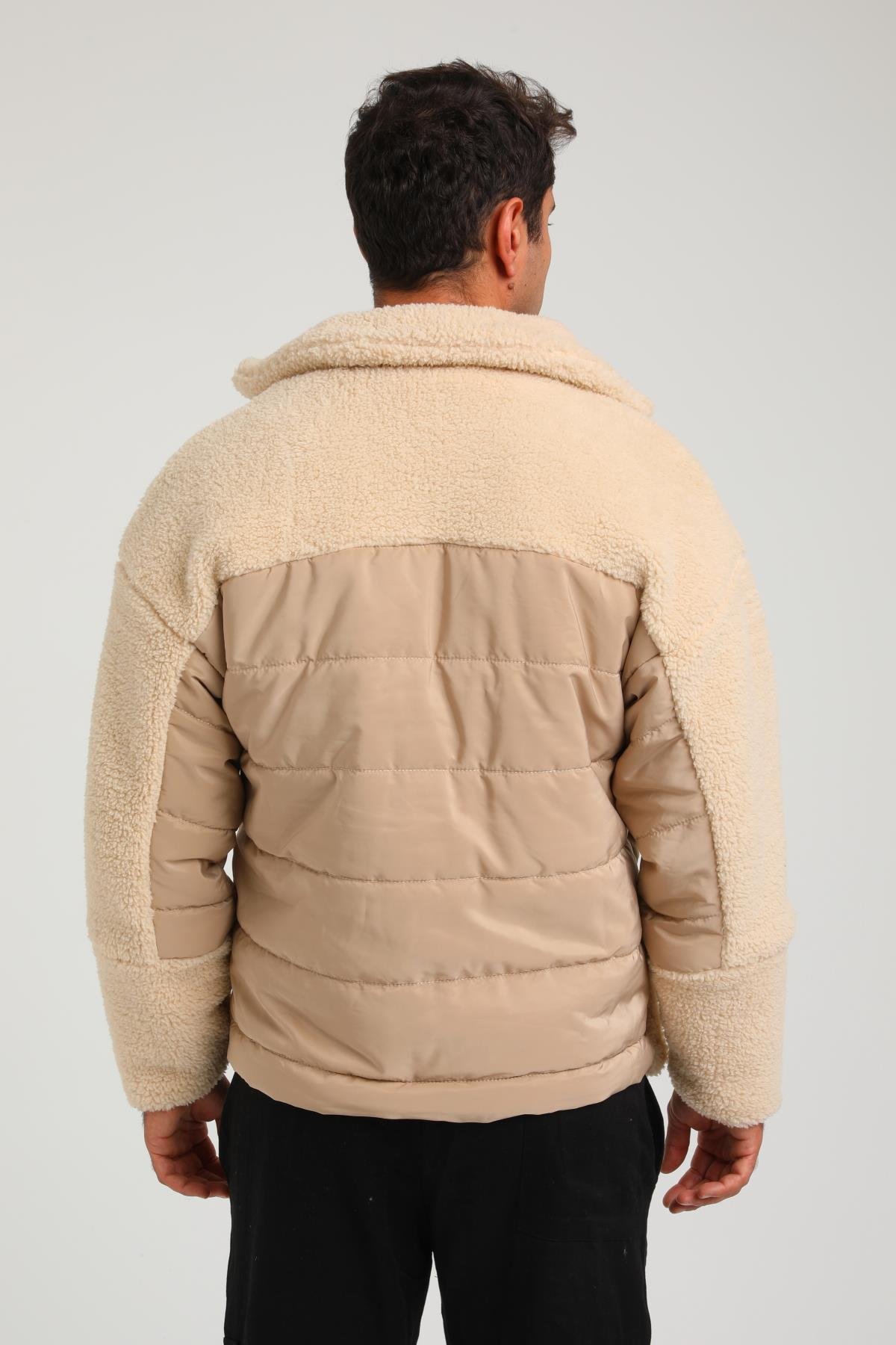 R-2381 Kapitone Peluş Garni Detaylı Astarlı Mont