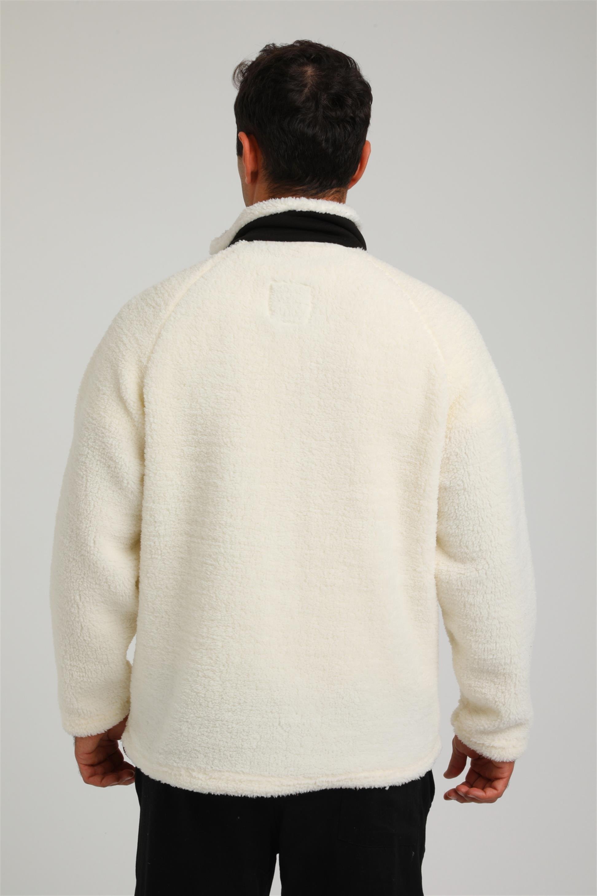 R-2388 Garni Detaylı Fermuarlı Peluş Ceket
