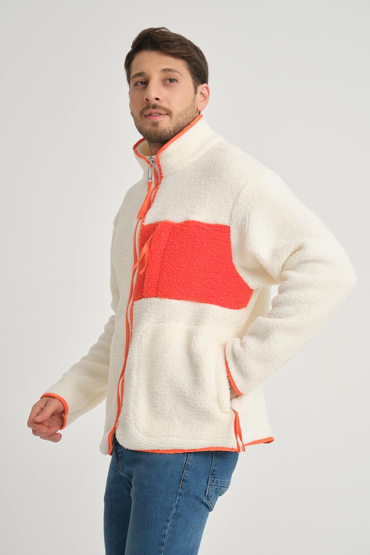 R-2409 Biye Garni Detaylı Peluş Ceket