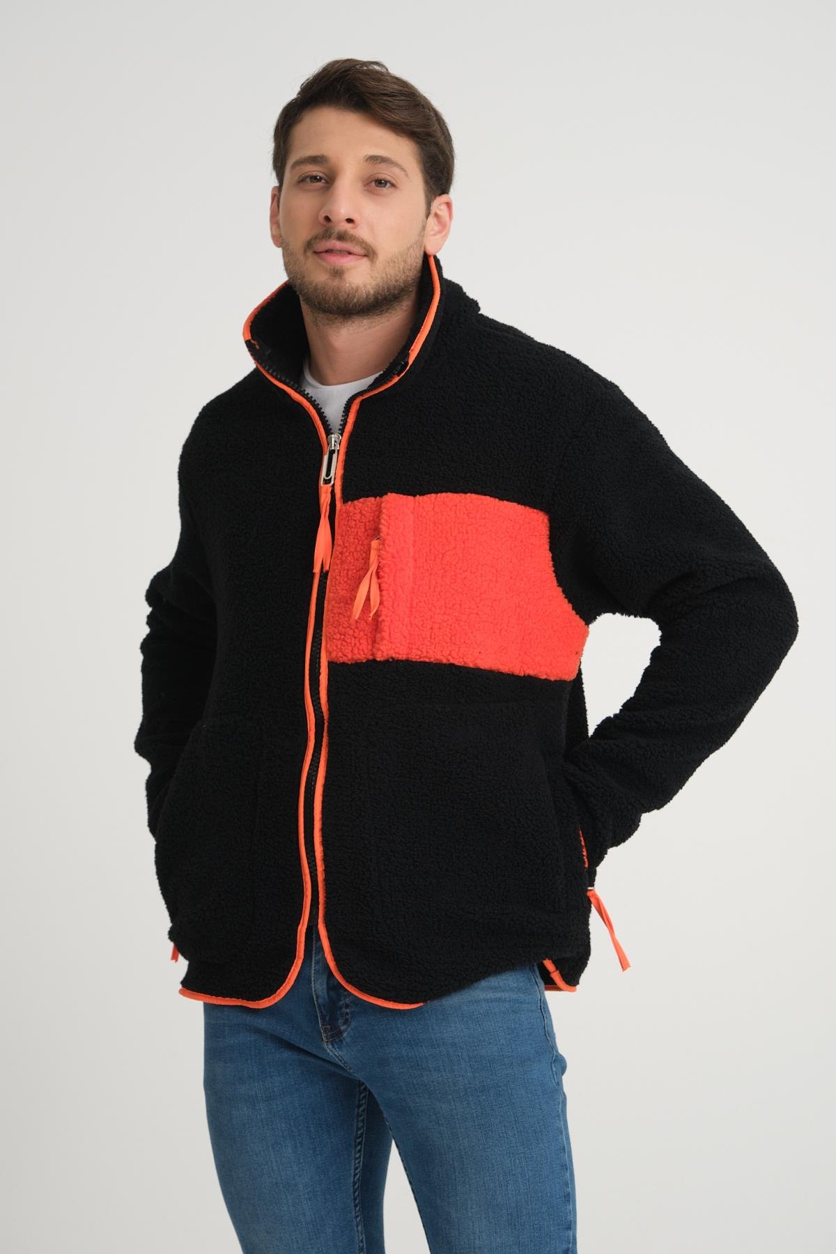 R-2409 Biye Garni Detaylı Peluş Ceket