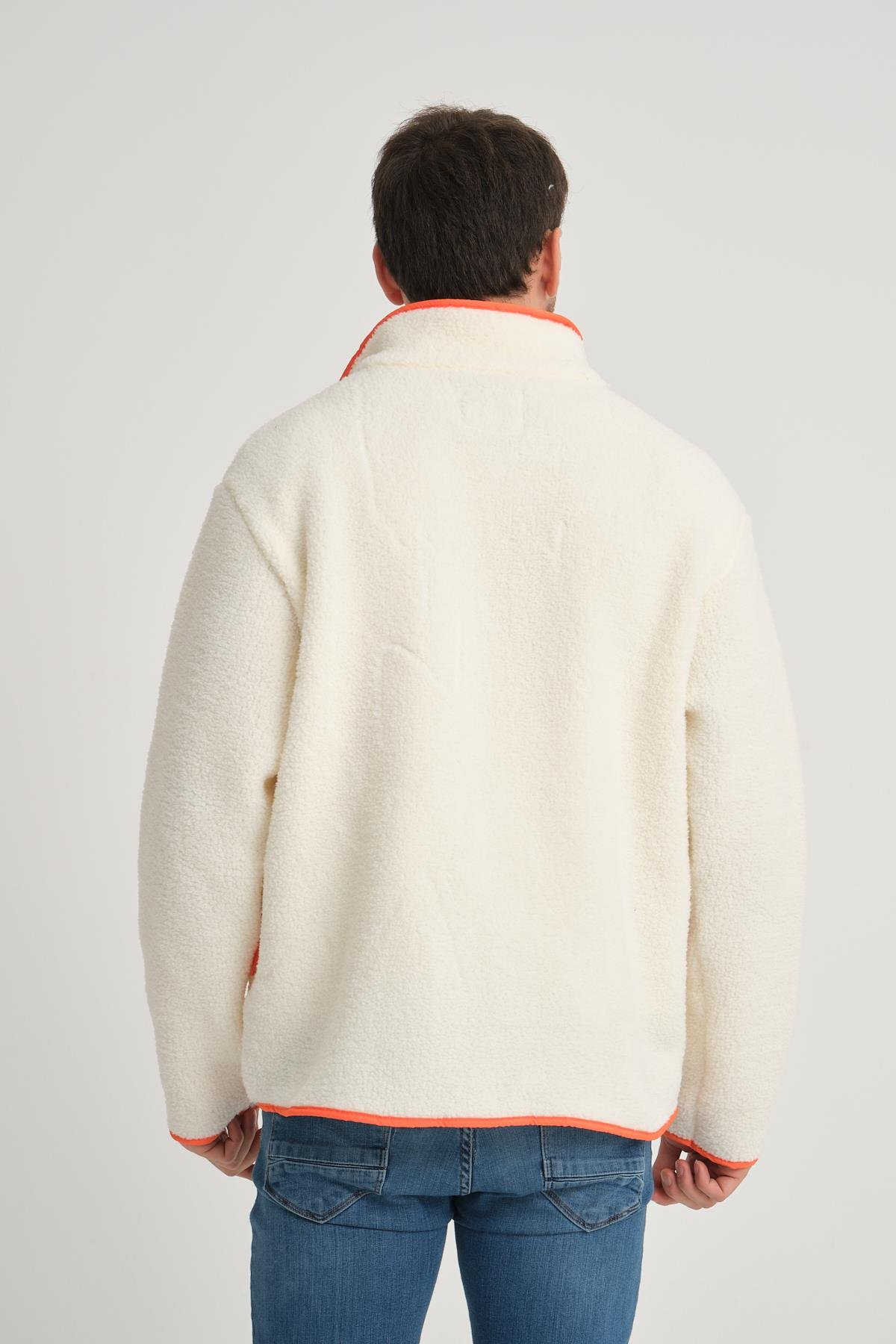 R-2409 Biye Garni Detaylı Peluş Ceket