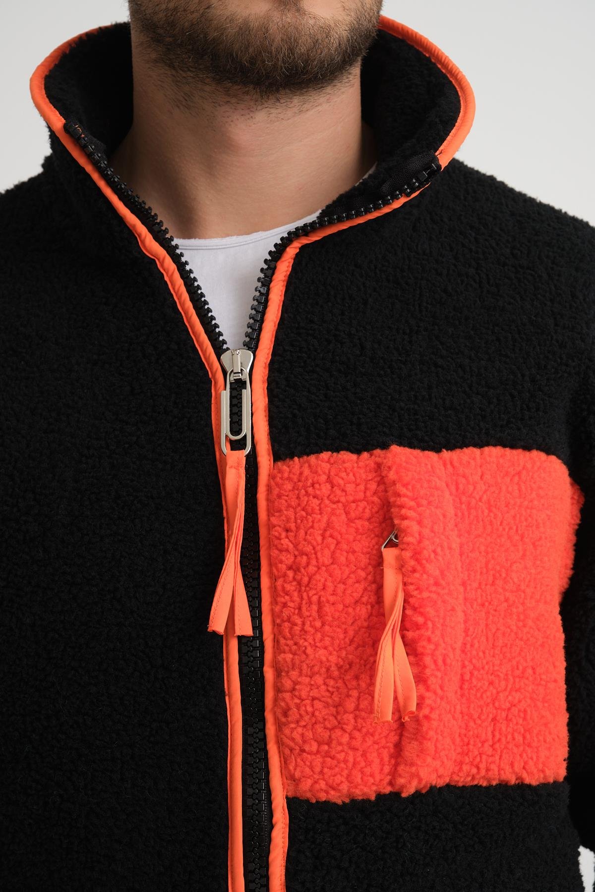 R-2409 Biye Garni Detaylı Peluş Ceket