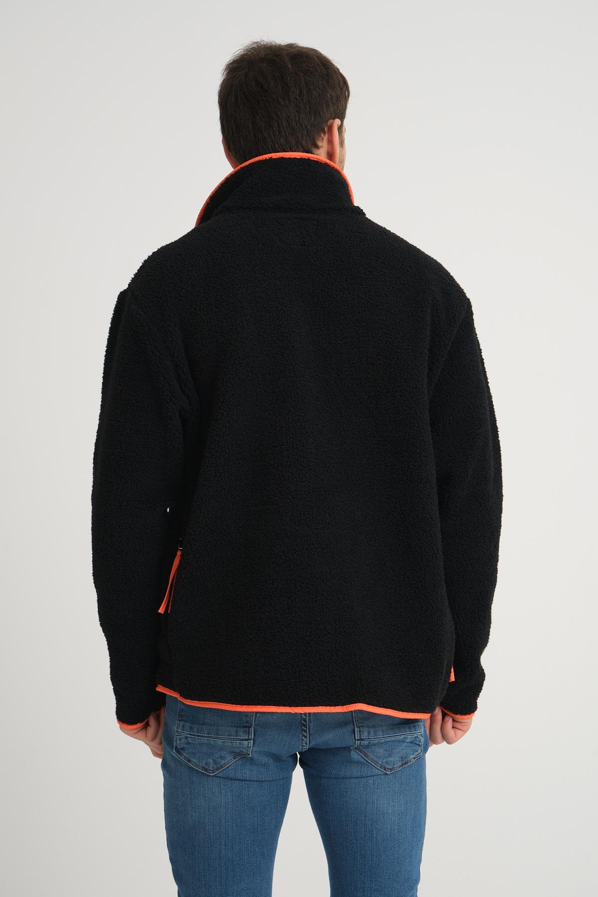 R-2409 Biye Garni Detaylı Peluş Ceket