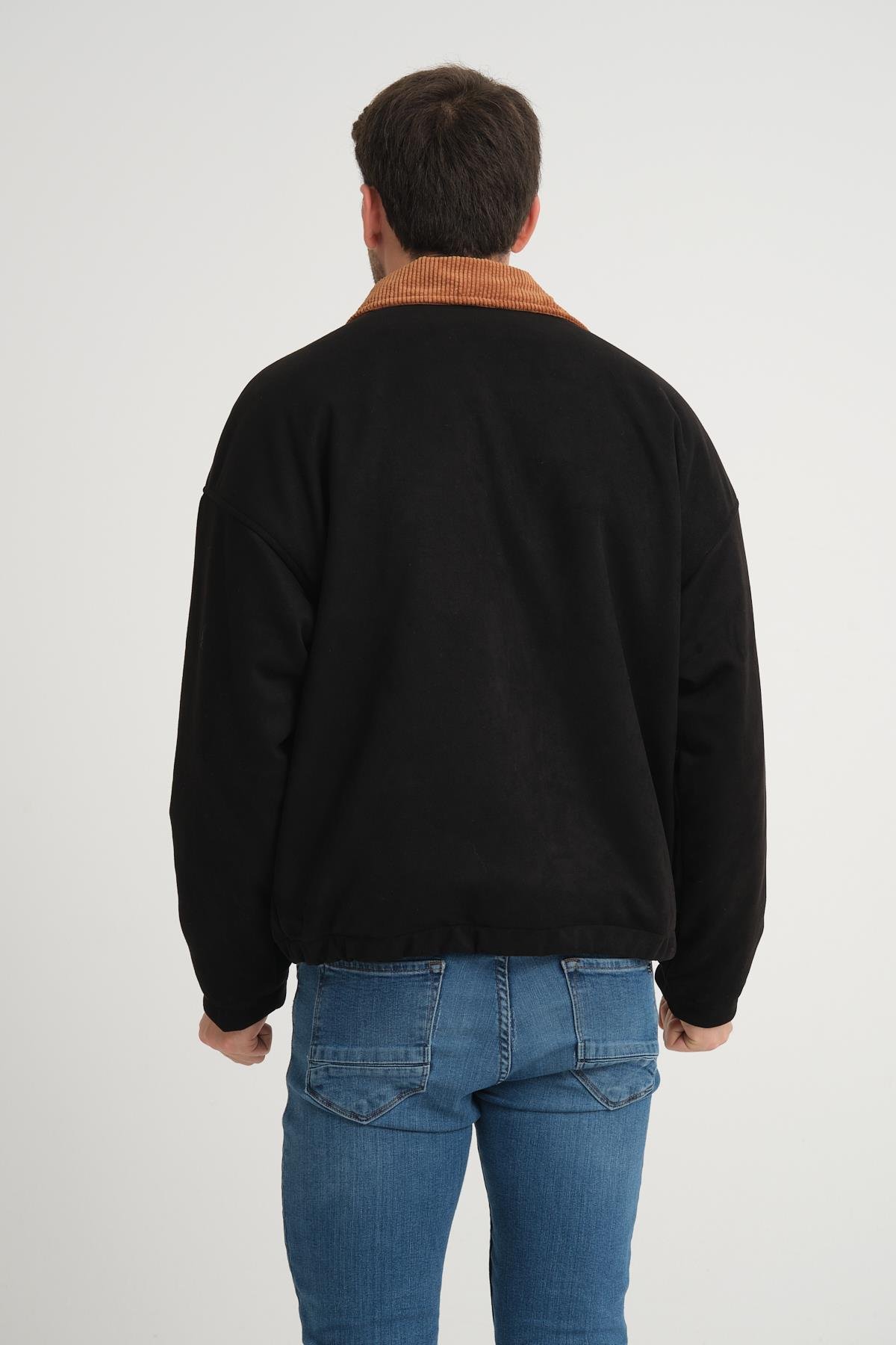 R-2417 Yaka Garni Astarlı Süet Mont