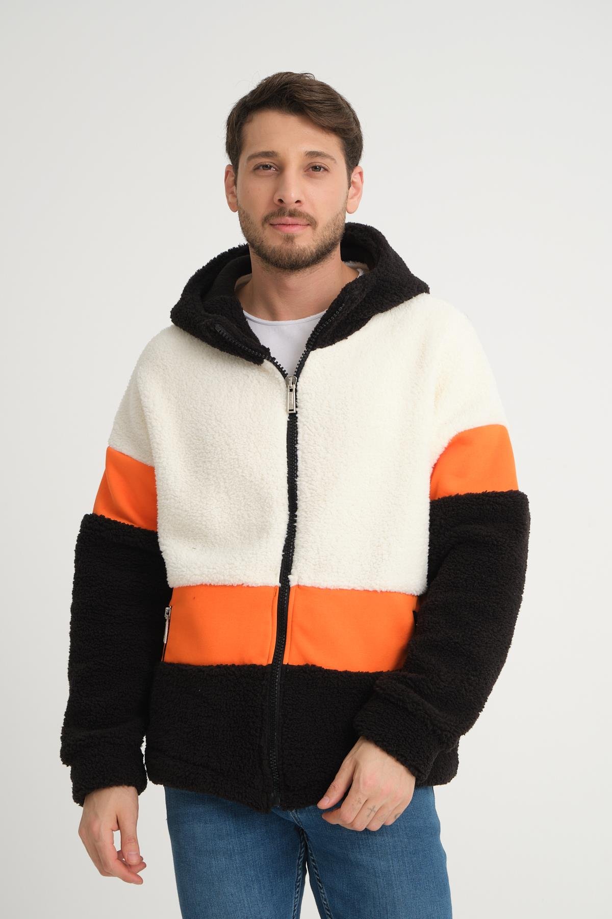 R-2432 Üç İplik Garni Detaylı Peluş Mont