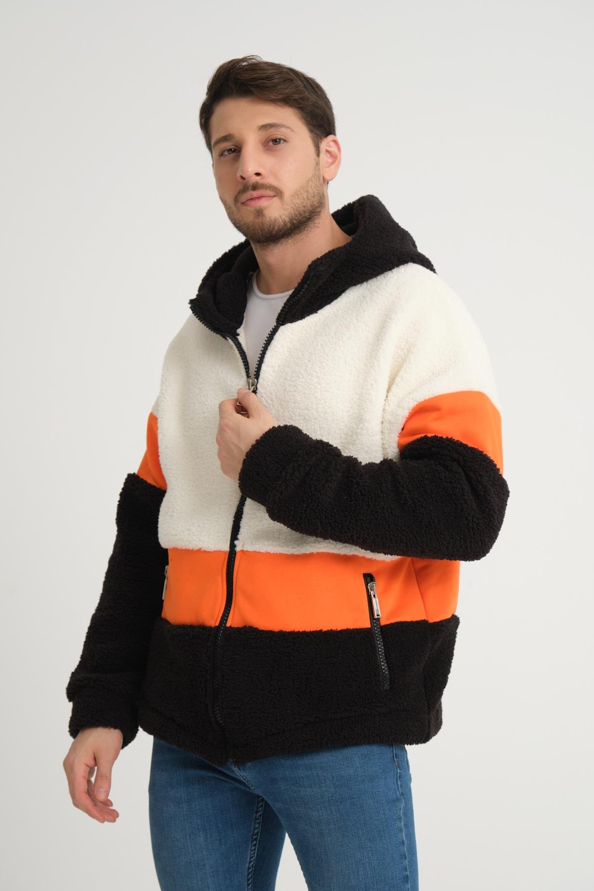 R-2432 Üç İplik Garni Detaylı Peluş Mont