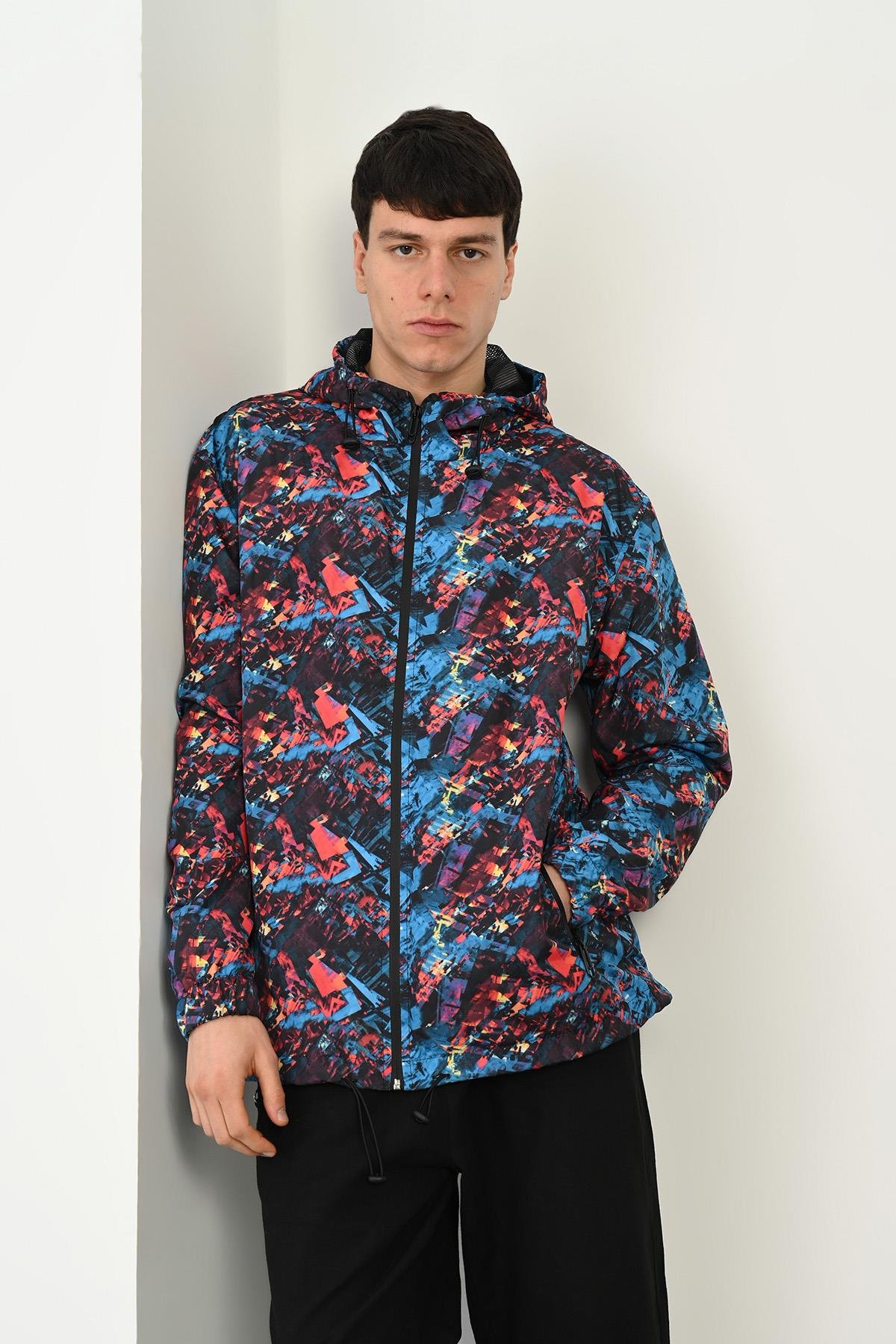 R-2444 Kapüşonlu İçi File Kol Ucu Lastik Rüzgarlık & Yağmurluk