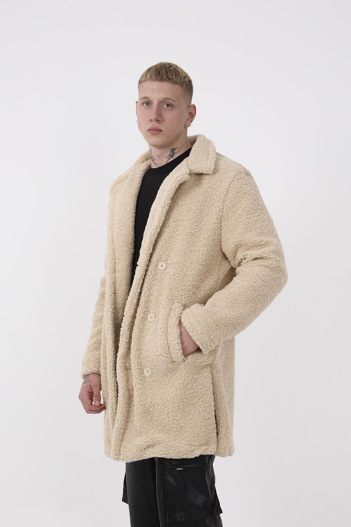 R-2469 Astarlı Yan Yırtmaçlı Peluş Uzun Mont