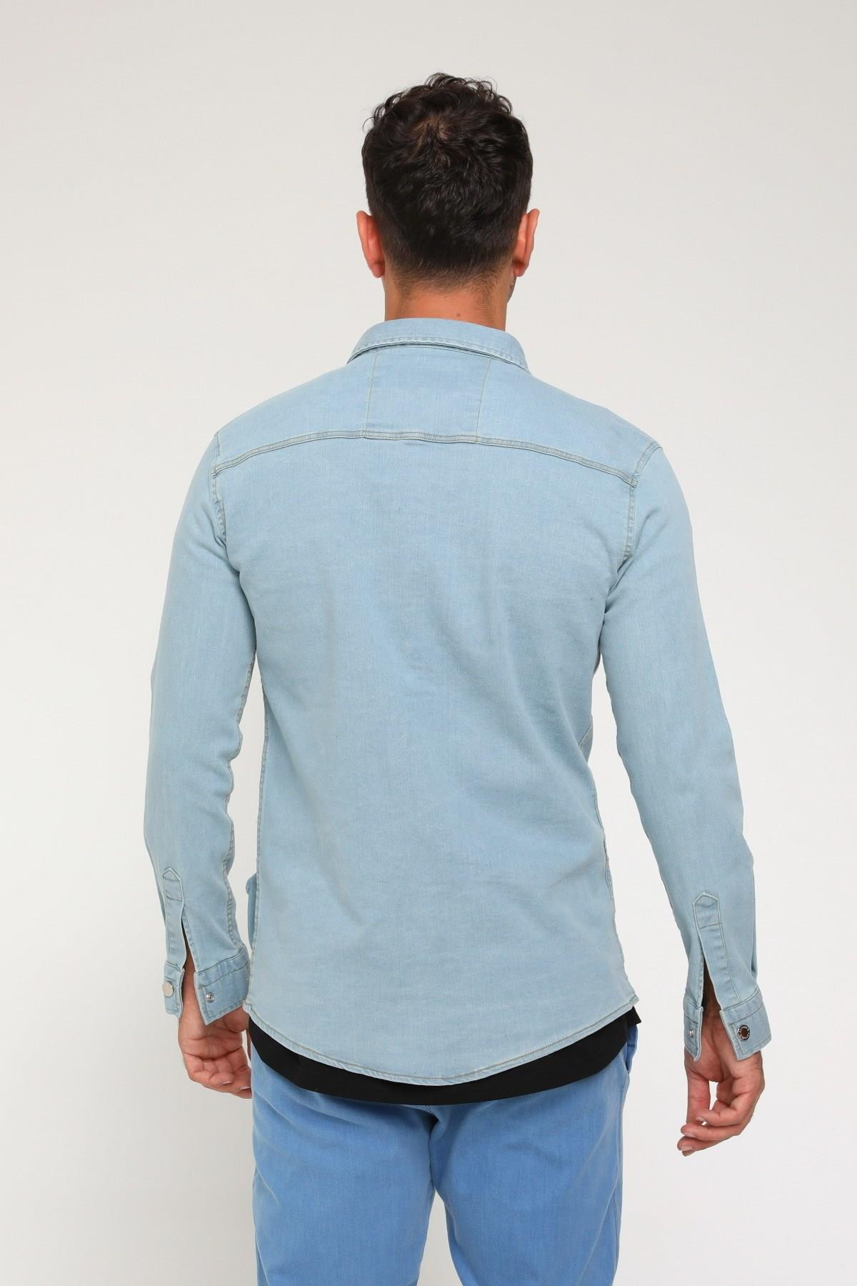 R-3076 KARGO CEPLİ KOT GÖMLEK