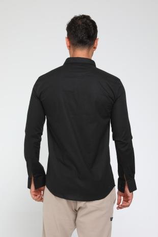 R- 3109 ÖNÜ TAŞLI GİZLİ PATLI KLASİK GÖMLEK