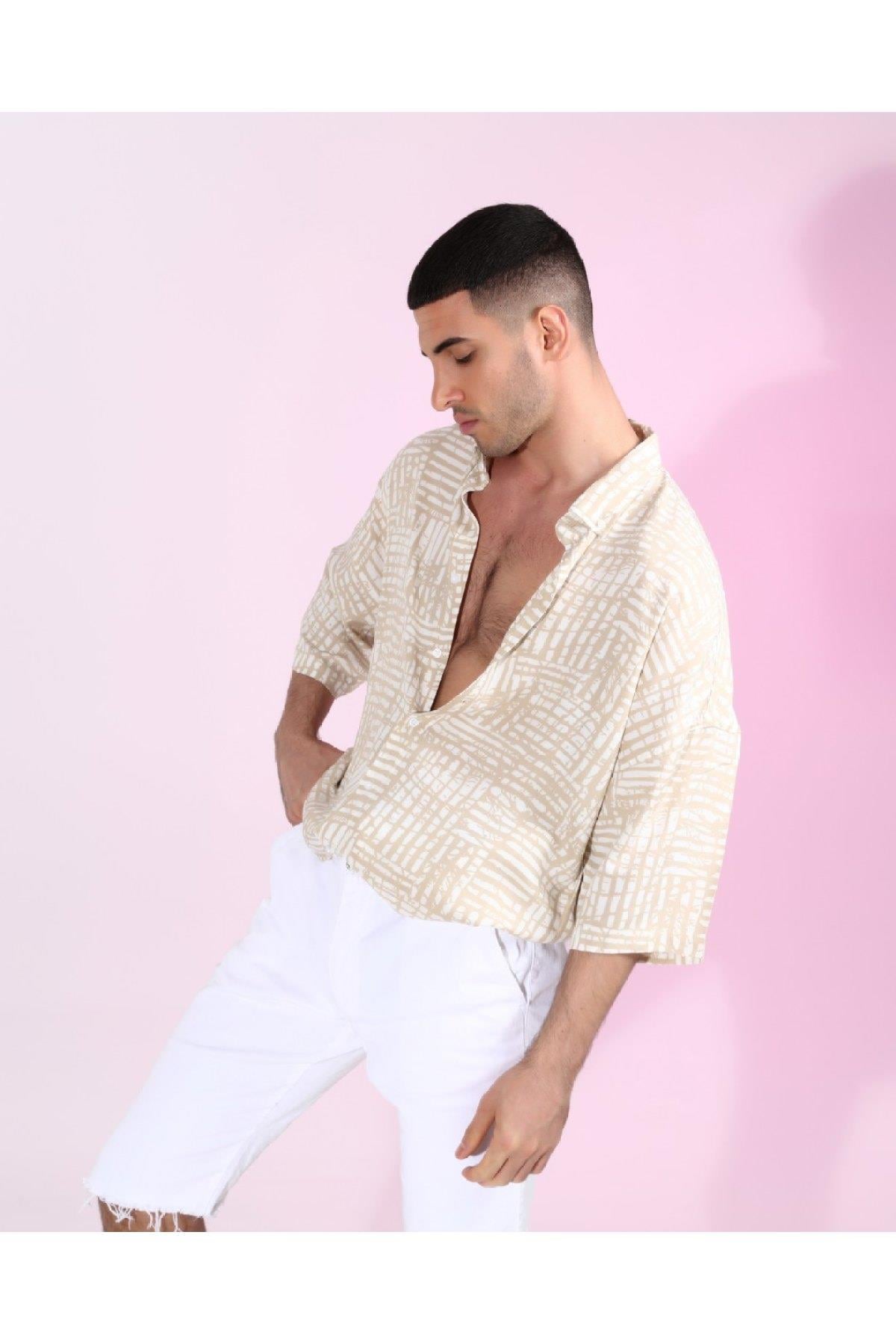 R-3274 OVERSIZE GENOVA VİSKON GÖMLEK
