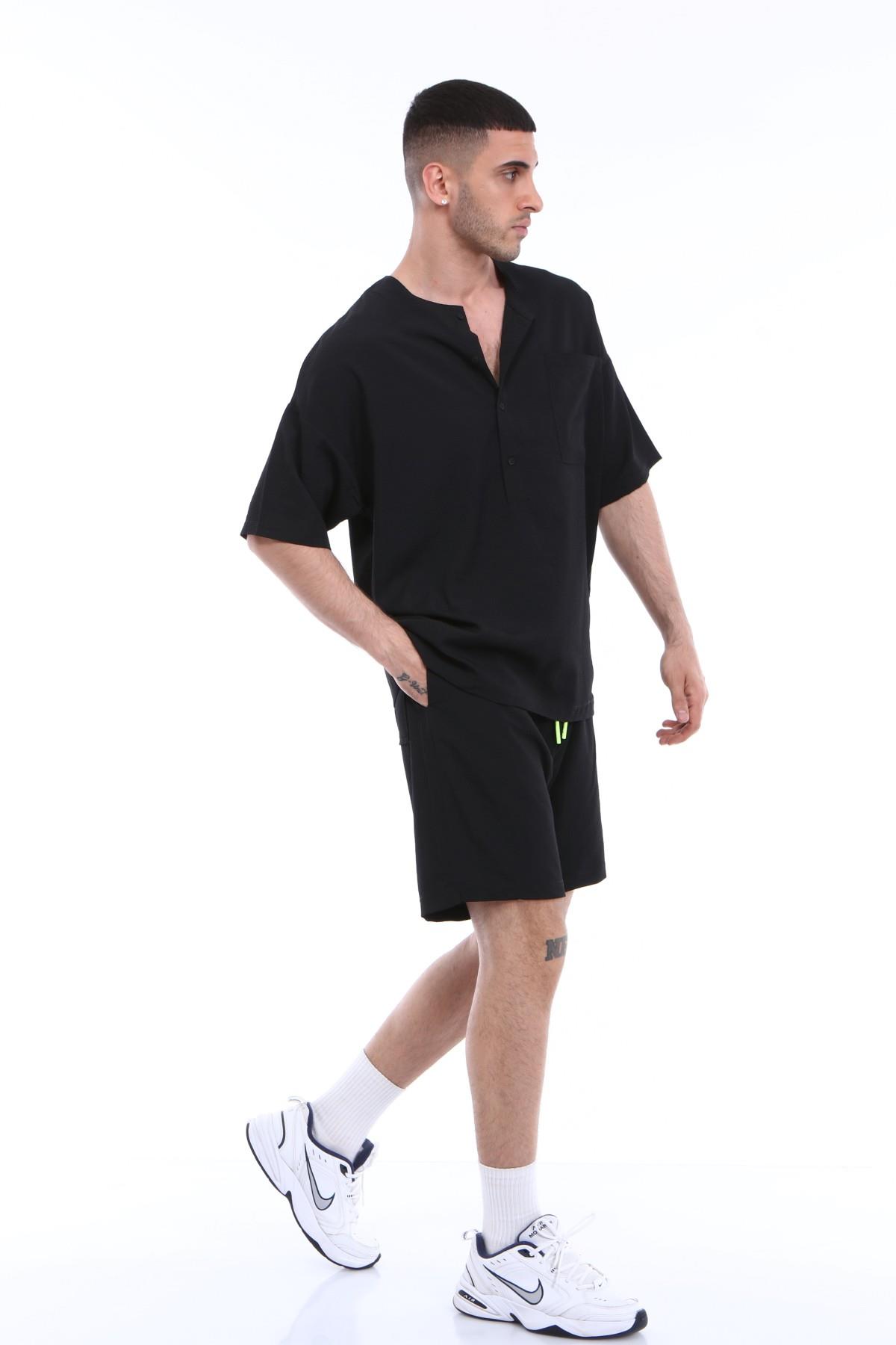 R-3303 YARIM PAT DETAYLI GOFRE ŞORTLU TAKIM