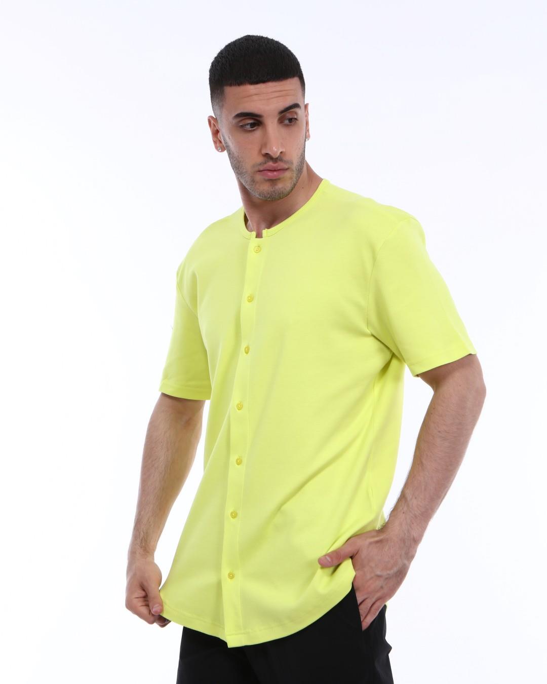 R-3316 BİYE YAKALI ÖNÜ DÜĞMELİ PENYE T-SHİRT