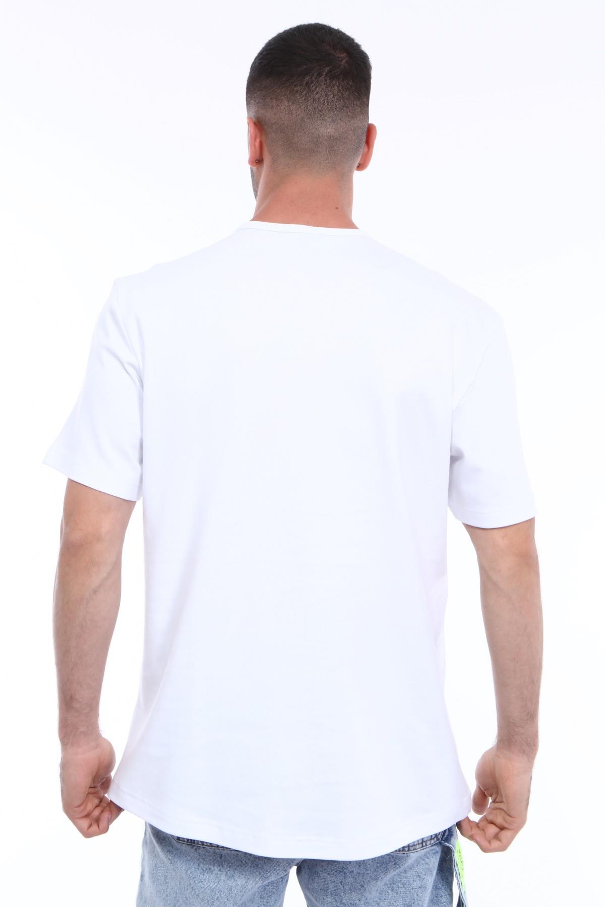 R-3316 BİYE YAKALI ÖNÜ DÜĞMELİ PENYE T-SHİRT