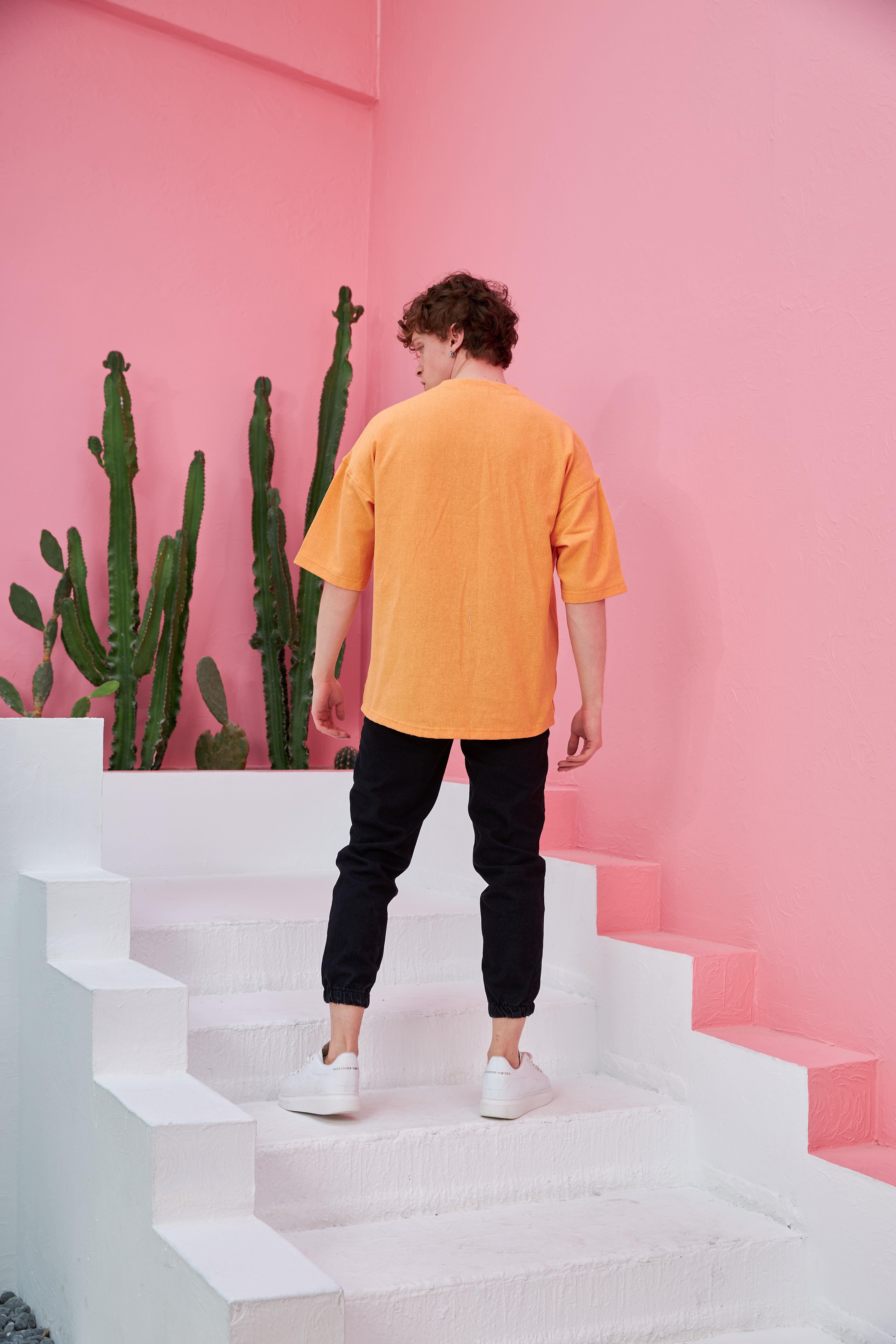 R-3641 Kısa Kol Pervaz Yaka Oversize Keten Gömlek