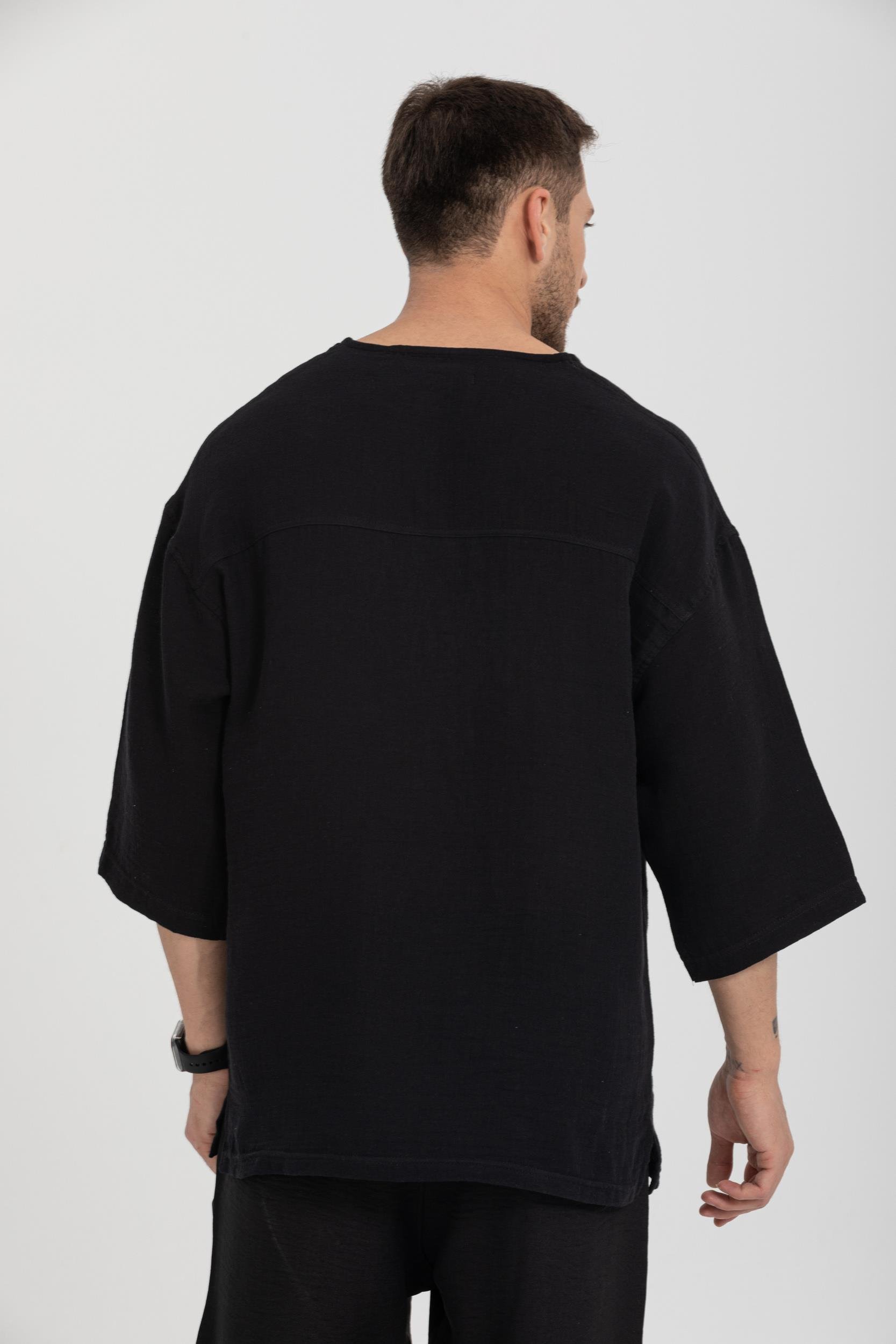 R-3928 Armut Yaka Oversize Düz Müslin Gömlek